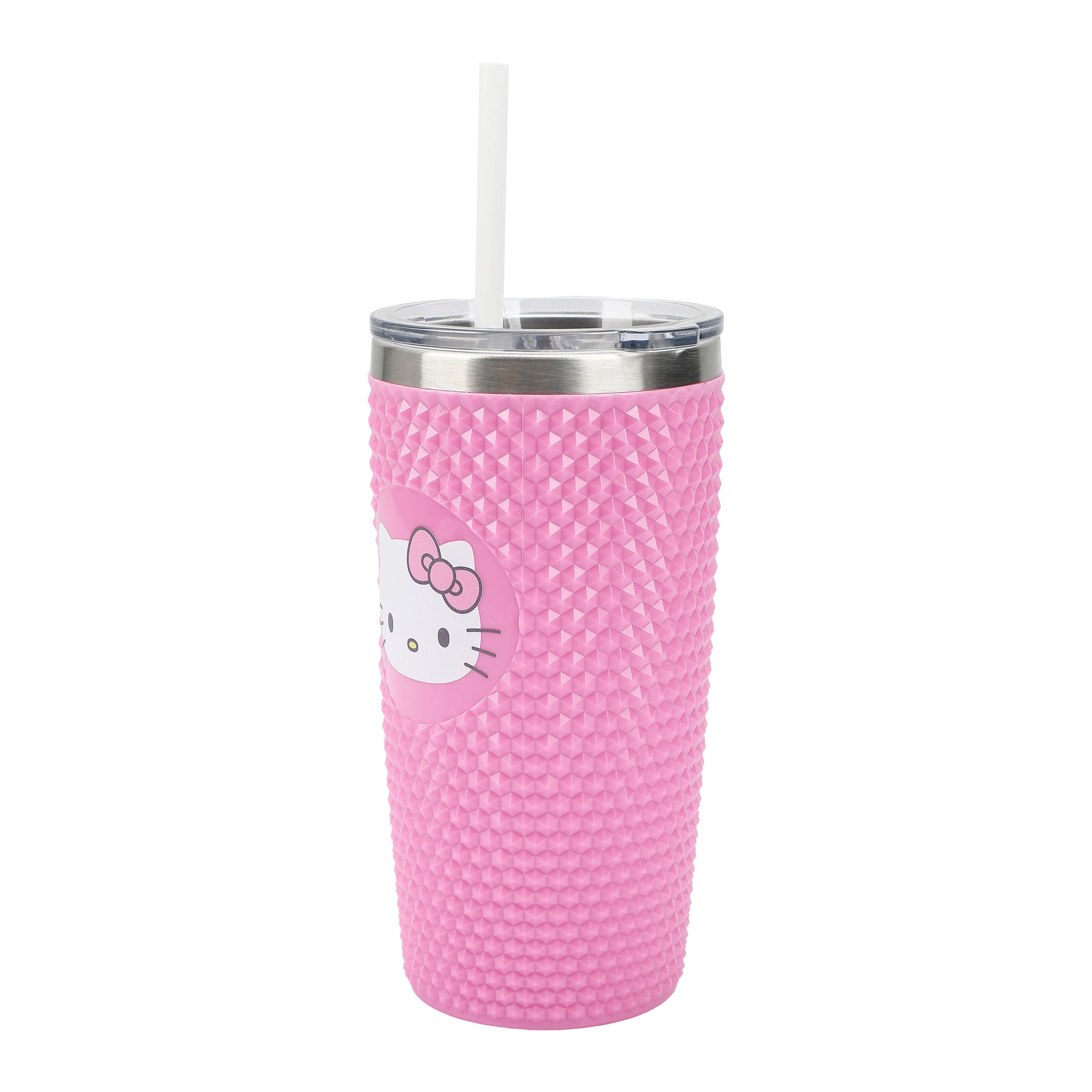 Hello Kitty Character Face Pink 20 Oz Stainless Steel Spiked Tumbler