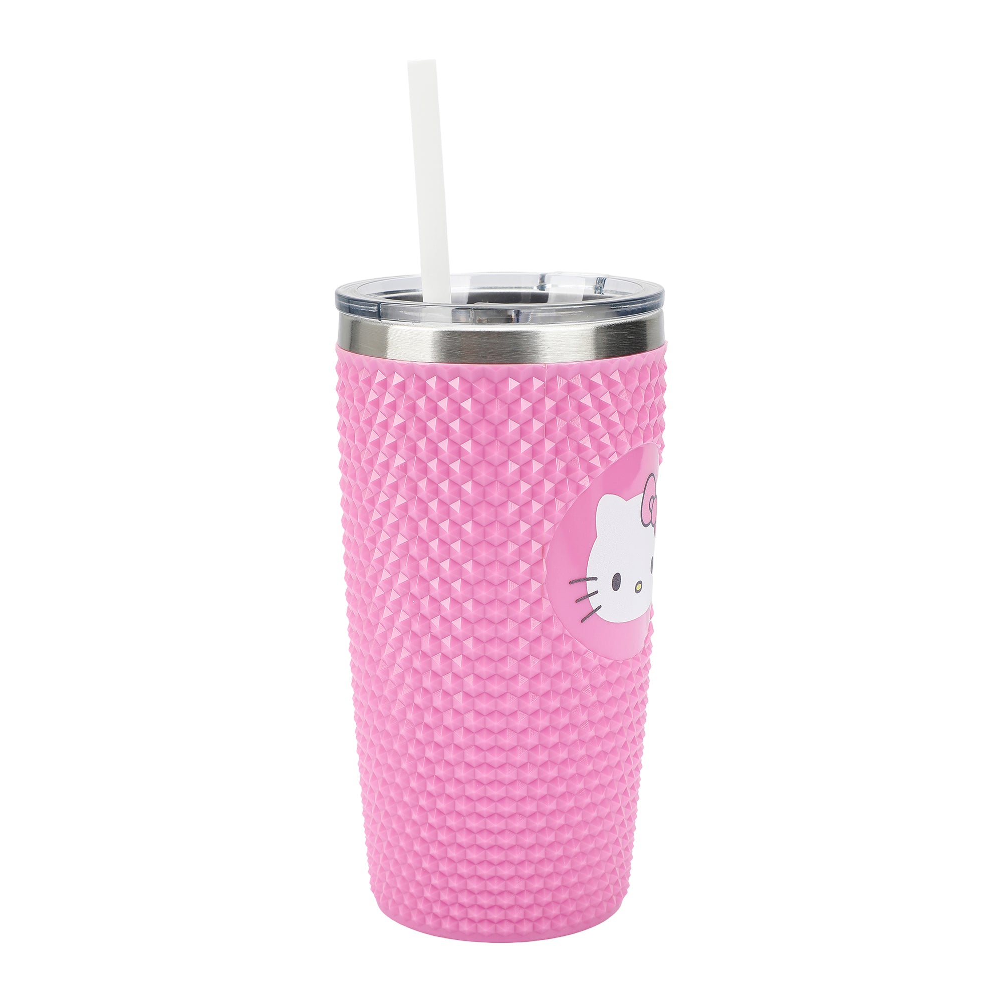 Hello Kitty Character Face Pink 20 Oz Stainless Steel Spiked Tumbler