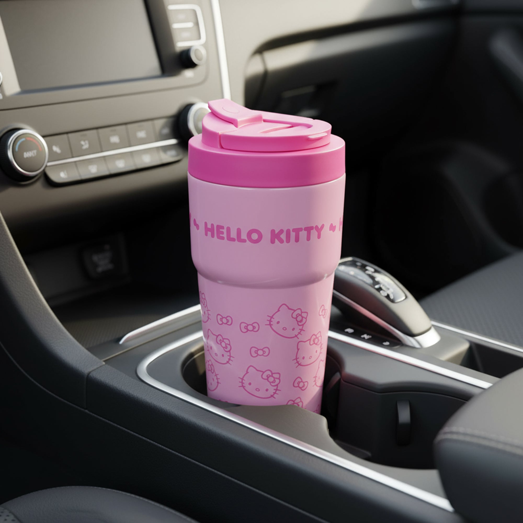 Hello Kitty Character Print Pink 27 Oz Stainless Steel Travel Coffee Tumbler