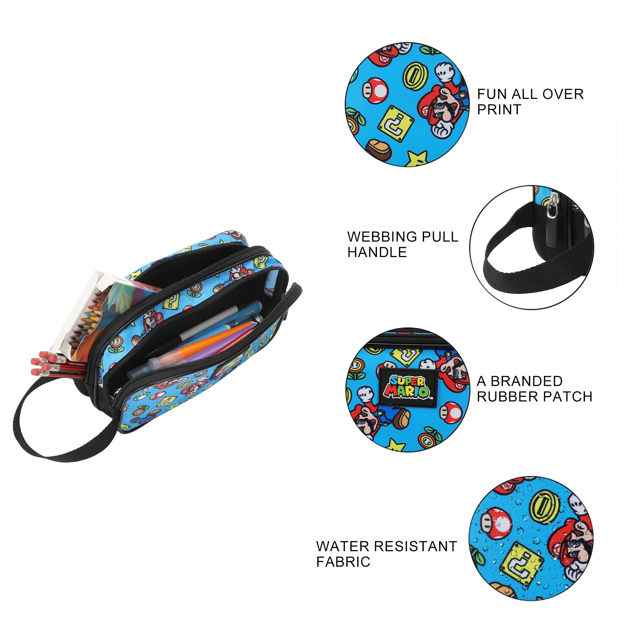 Super Mario Brothers Dual-Compartment Utility Case With Webbing Pull Handle