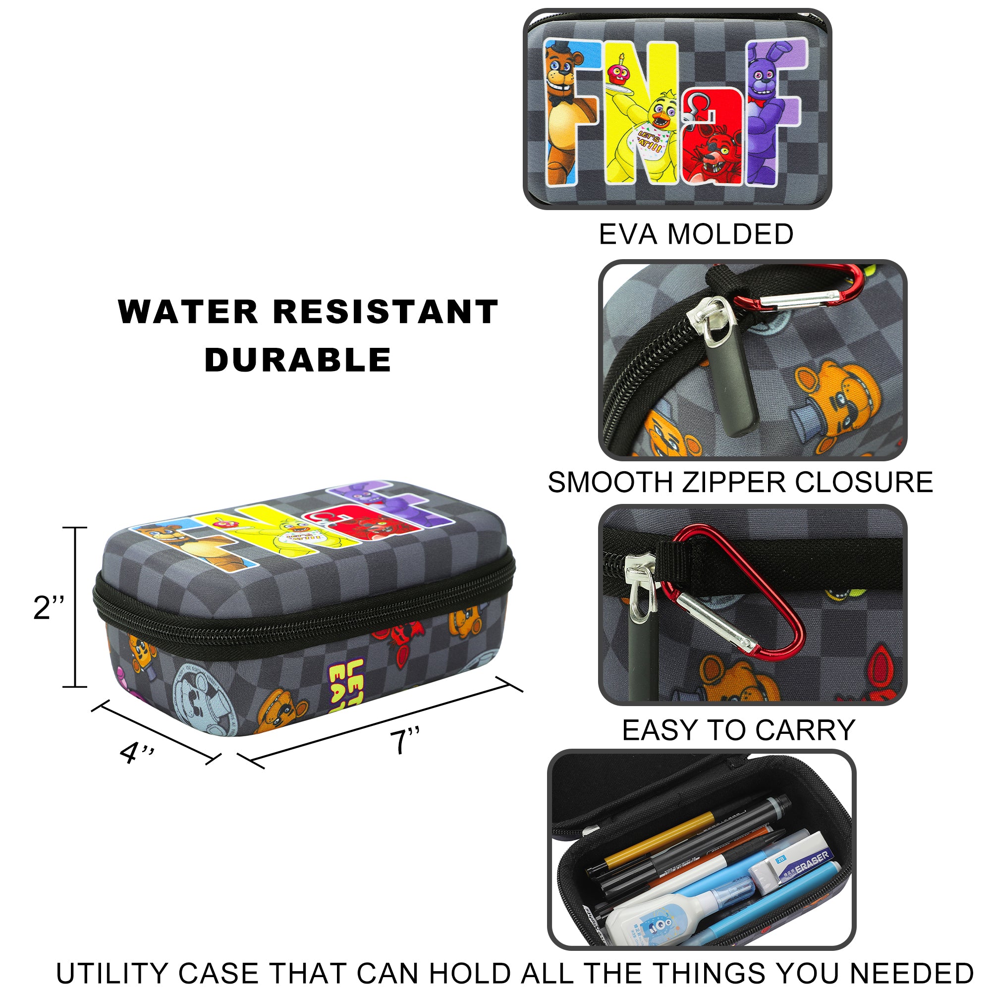 Five Nights At Freddy's FNAF Trap Graphics Gray Checkered Utility Case