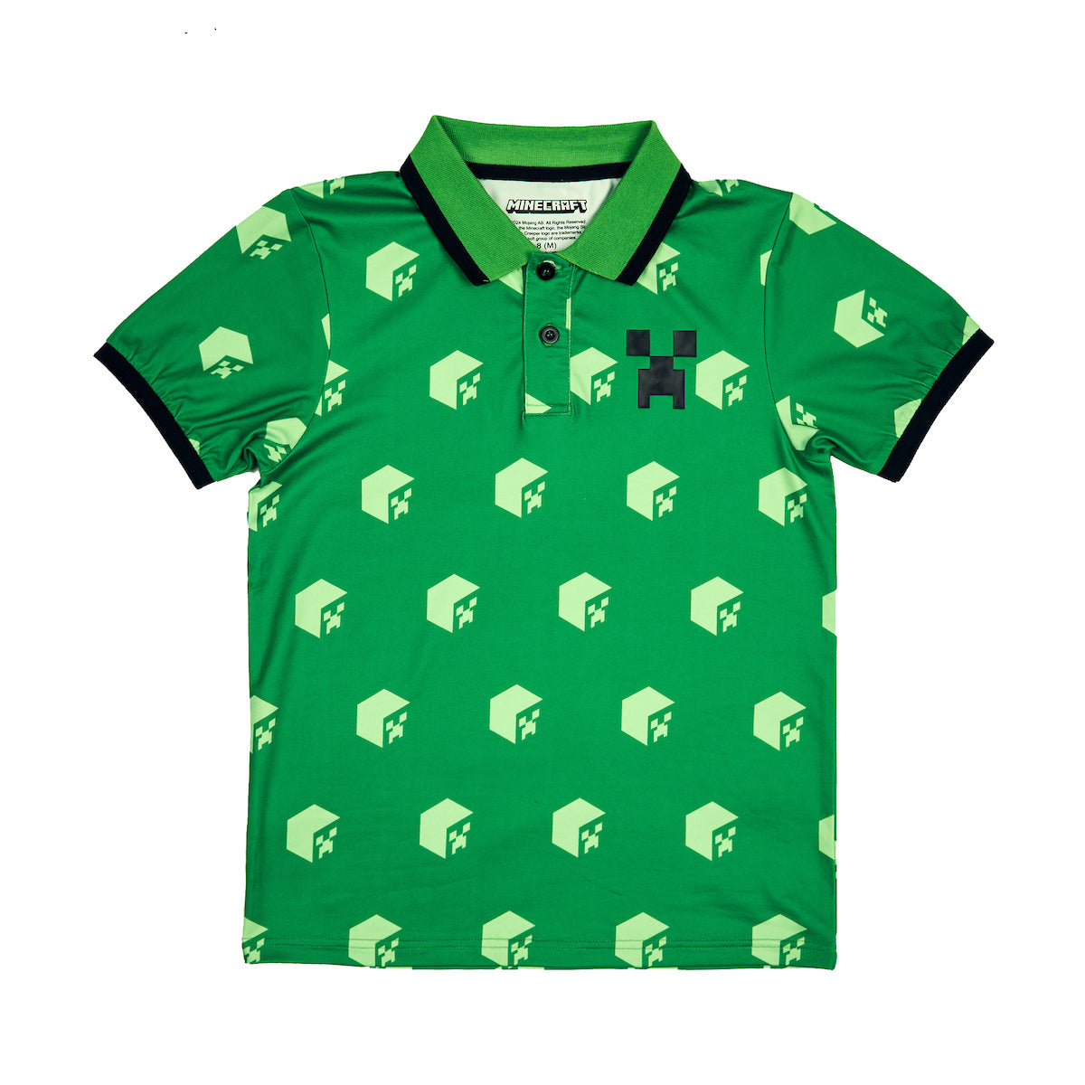 Minecraft Cubes Short Sleeve Boy's Green Polo Shirt