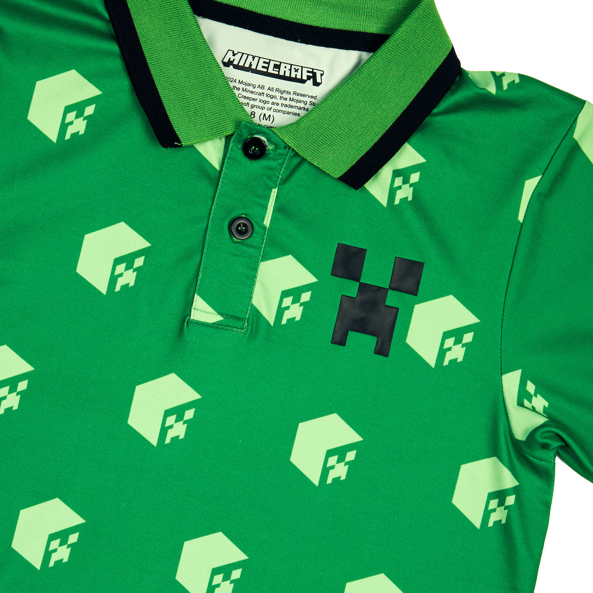 Minecraft Cubes Short Sleeve Boy's Green Polo Shirt