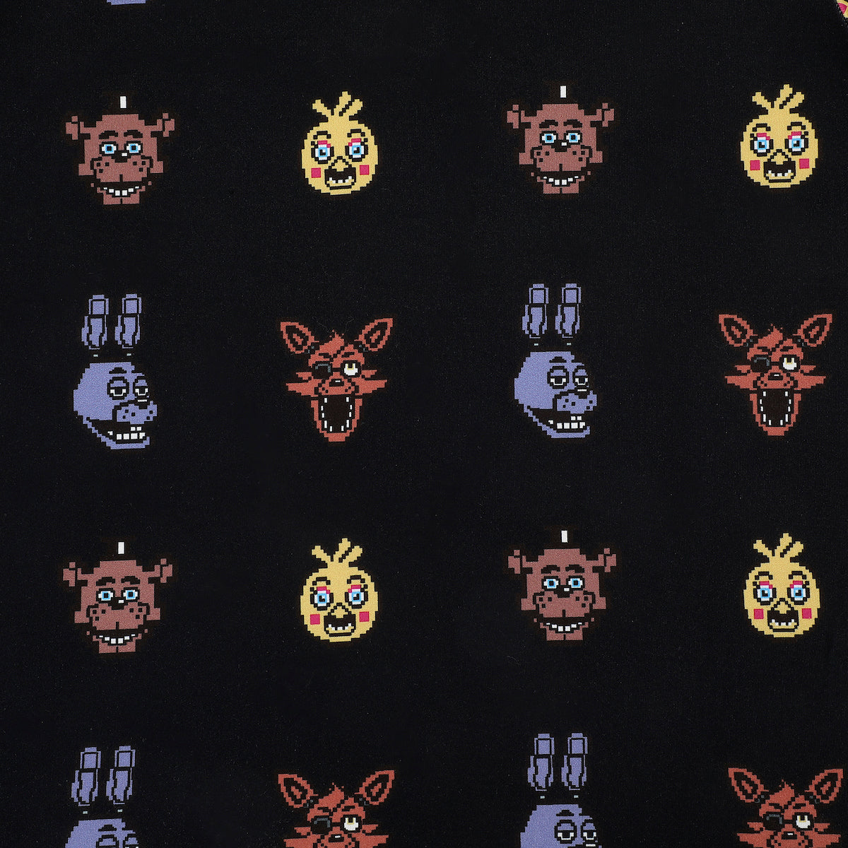 Five Nights At Freddy's Animatronic Heads All-Over Print Boy's Black Short Sleeve Polo T-shirt