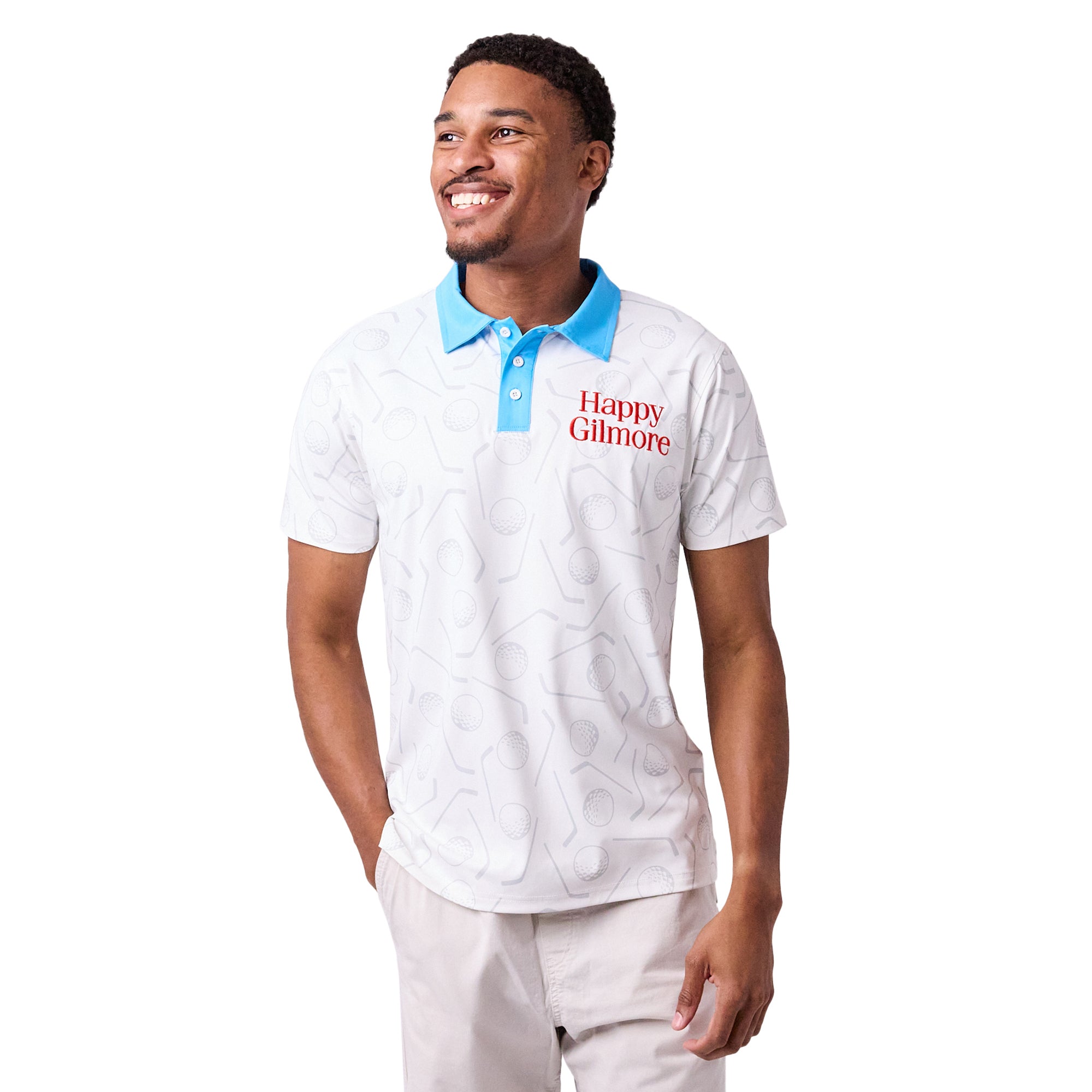 Happy Gilmore Logo Adult White Short Sleeve Golf Polo