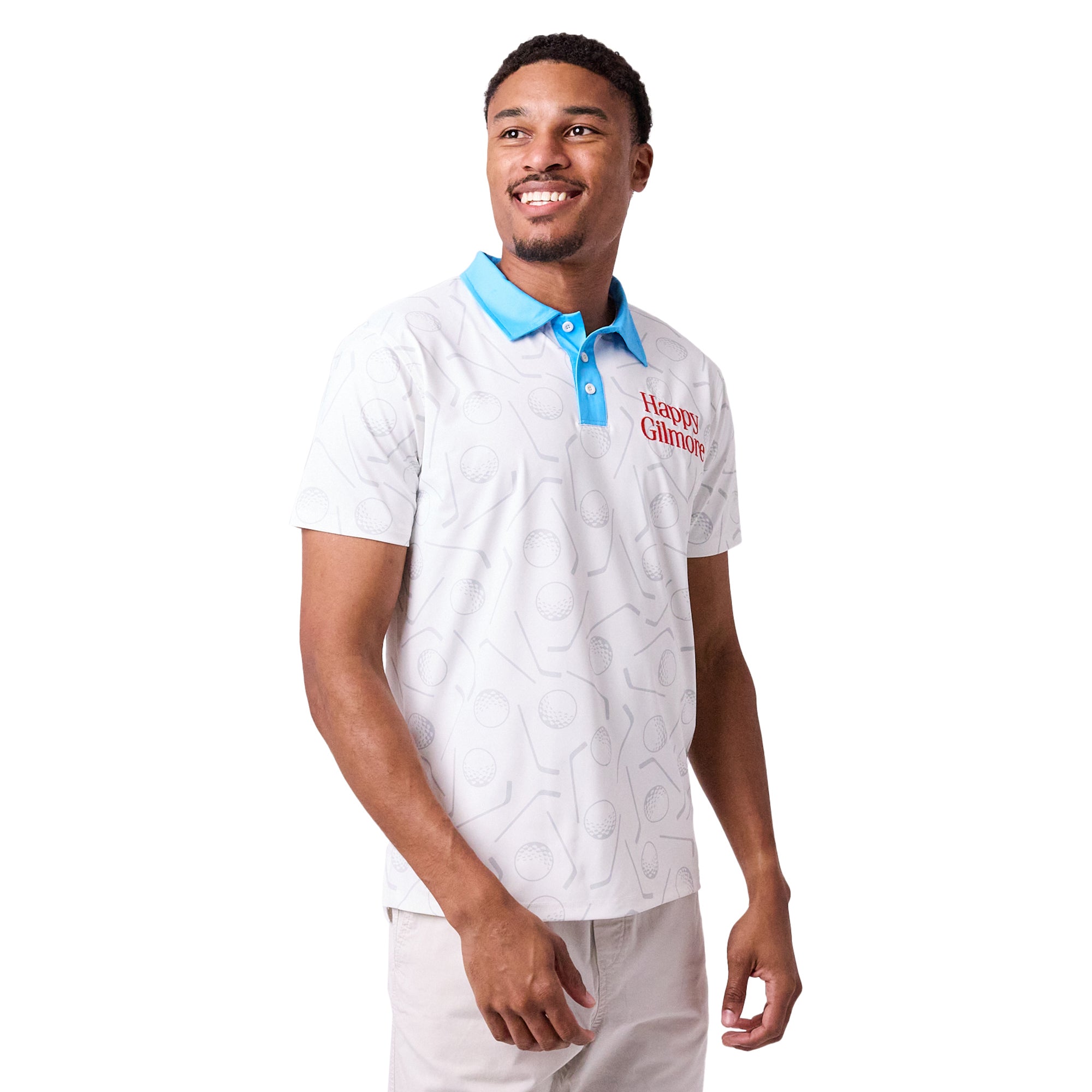 Happy Gilmore Logo Adult White Short Sleeve Golf Polo