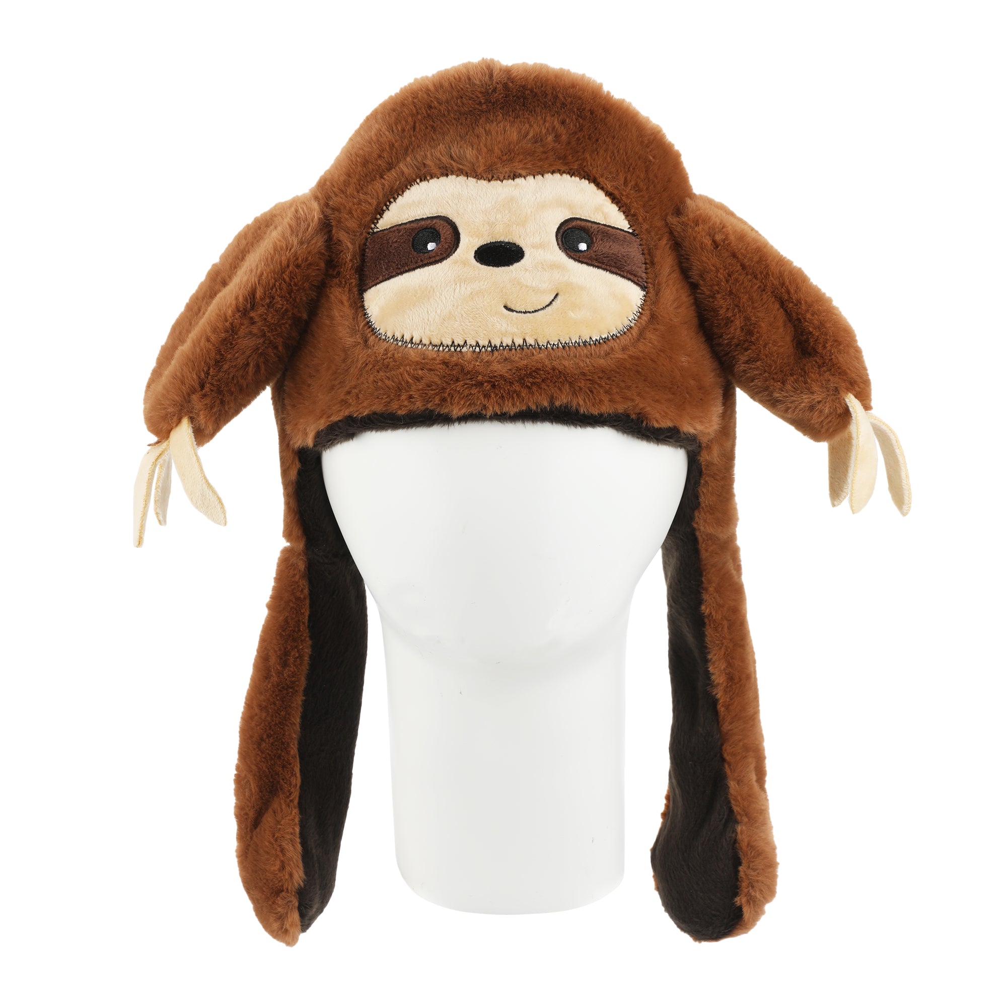 Sloth Face Youth Brown Hat With 3D Moveable Arms