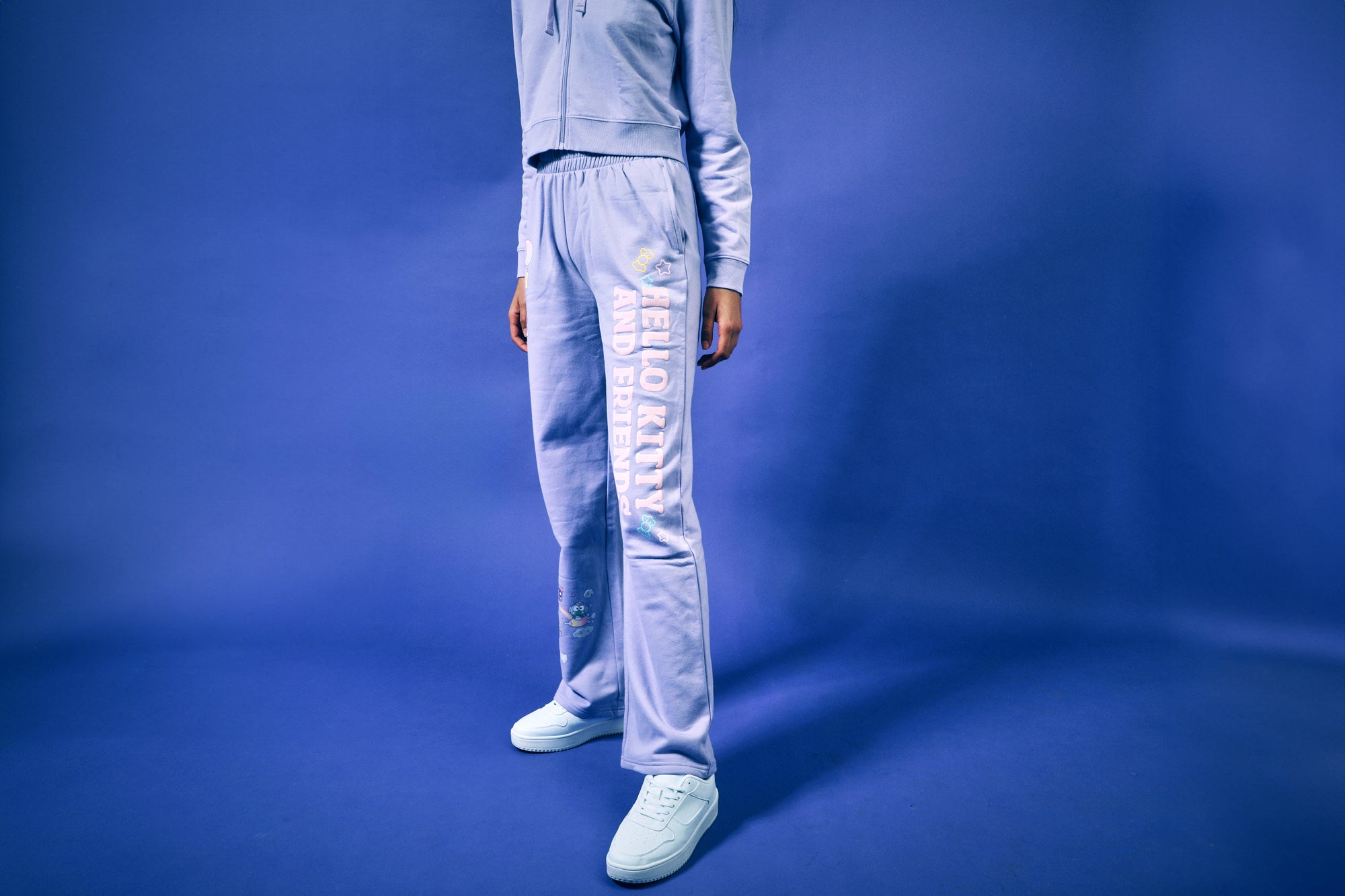 Hello Kitty & Friends Circus Character Art Women's 2-Pack Lavender Long Sleeve Crop Hoodie & Joggers Combo Set