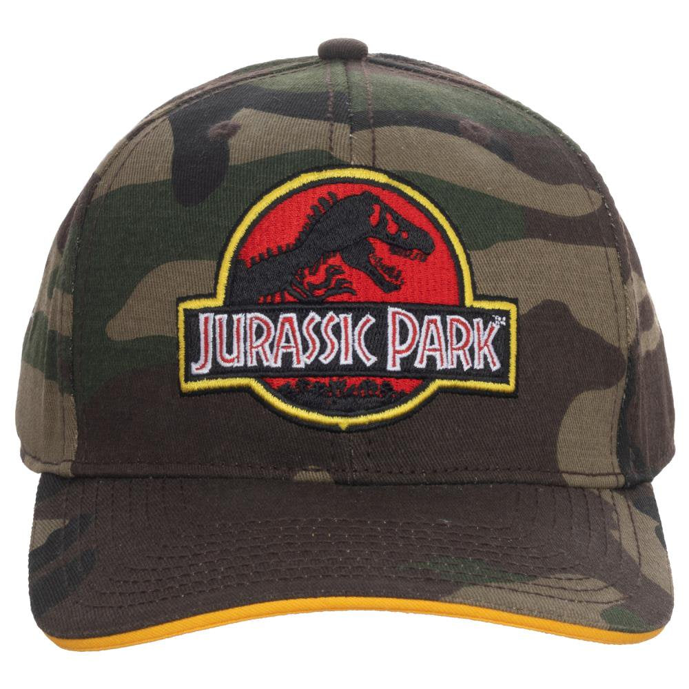Jurassic Park Camo Dinosaur Pre-Curved Embroidered Logo Snapback Hat