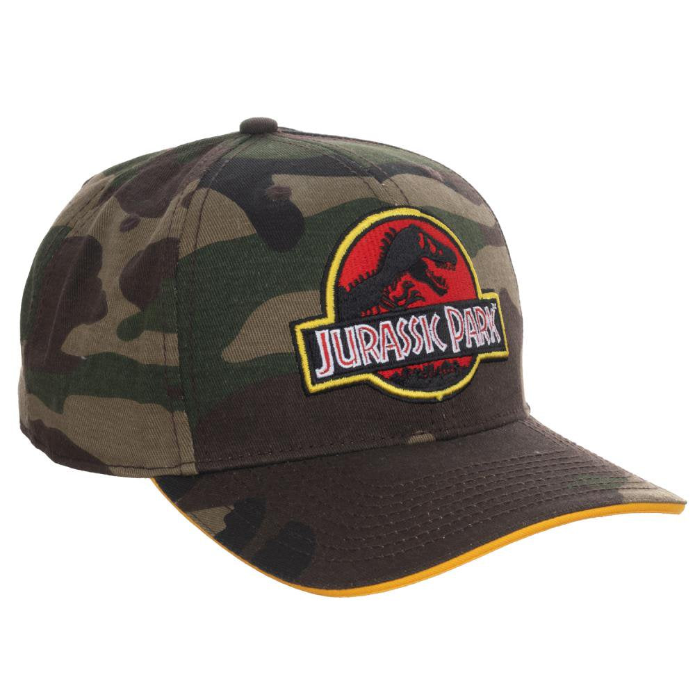 Jurassic Park Camo Dinosaur Pre-Curved Embroidered Logo Snapback Hat