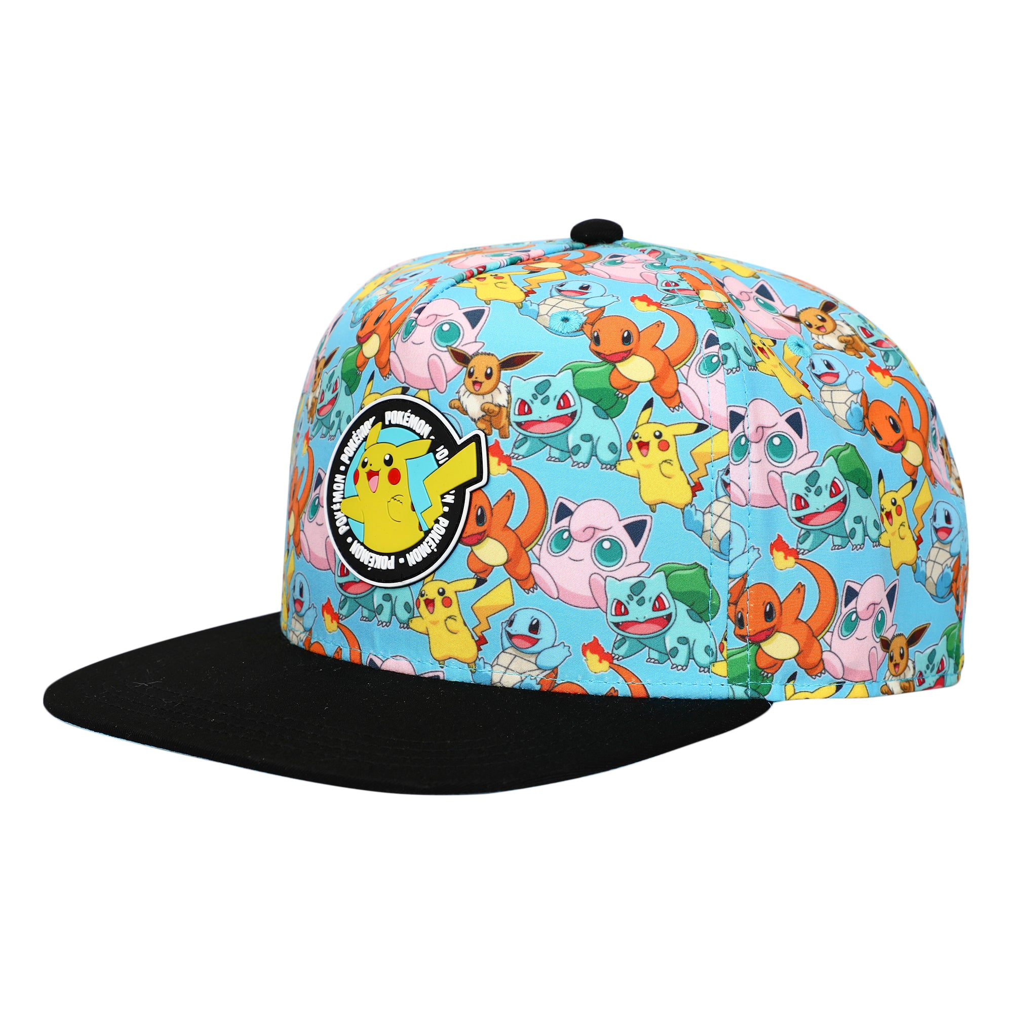 Pokemon Characters AOP Youth Light Blue Snapback Cap