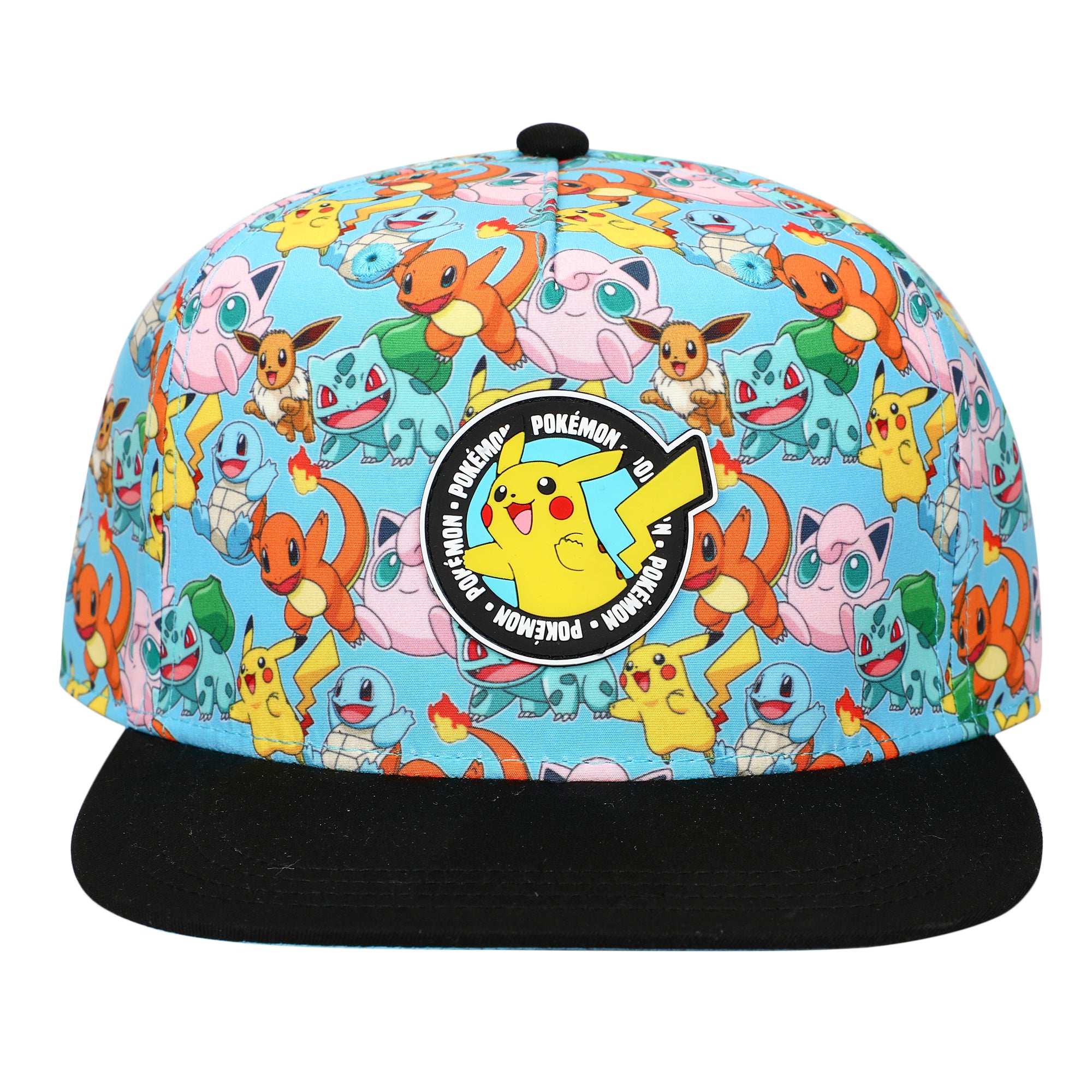 Pokemon Characters AOP Youth Light Blue Snapback Cap