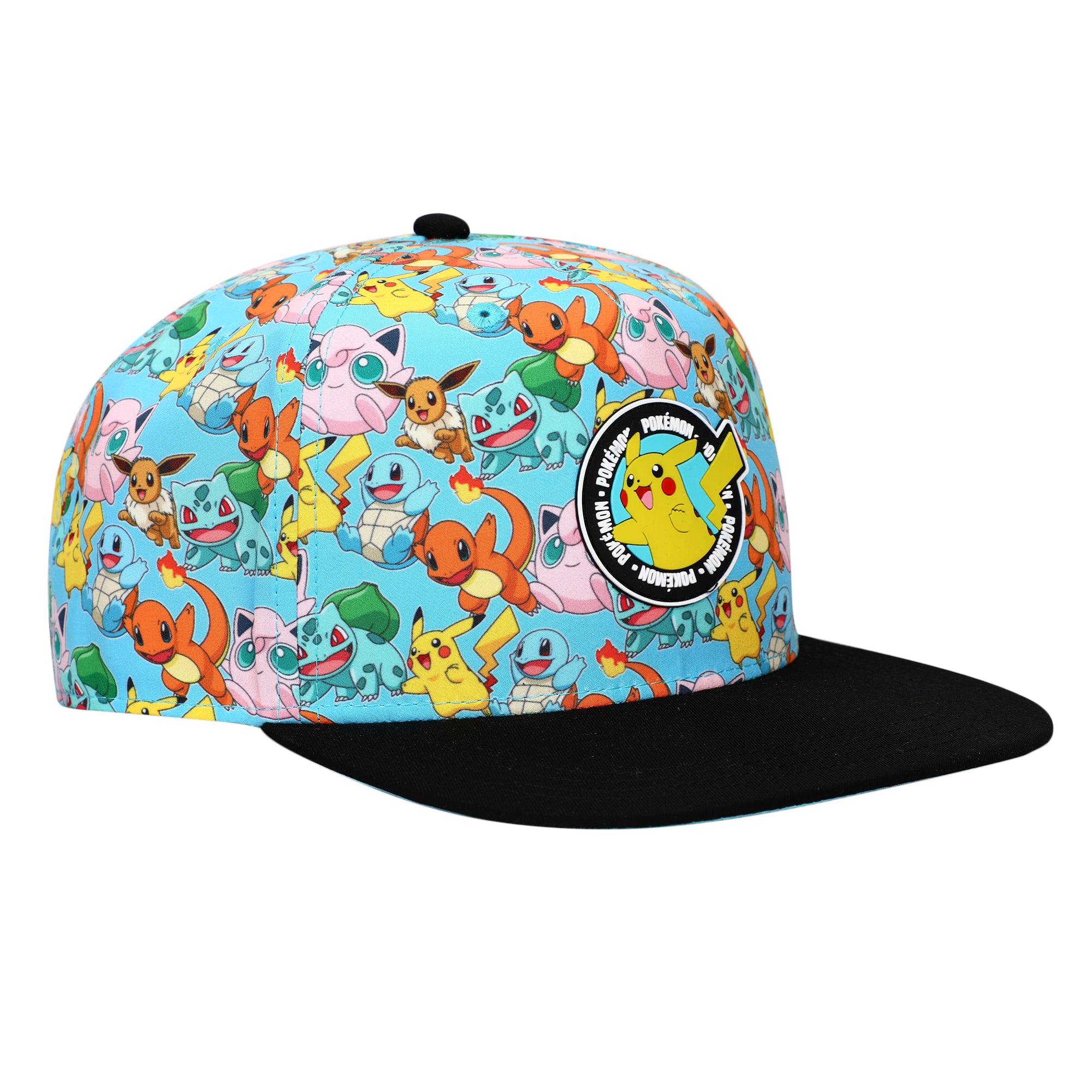 Pokemon Characters AOP Youth Light Blue Snapback Cap