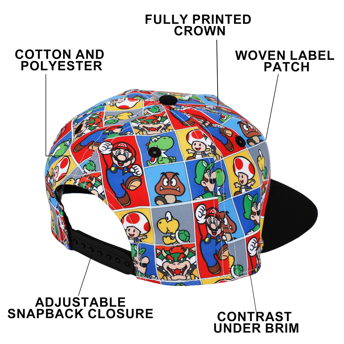 Super Mario Bros Favorite Characters Youth Snapback Hat
