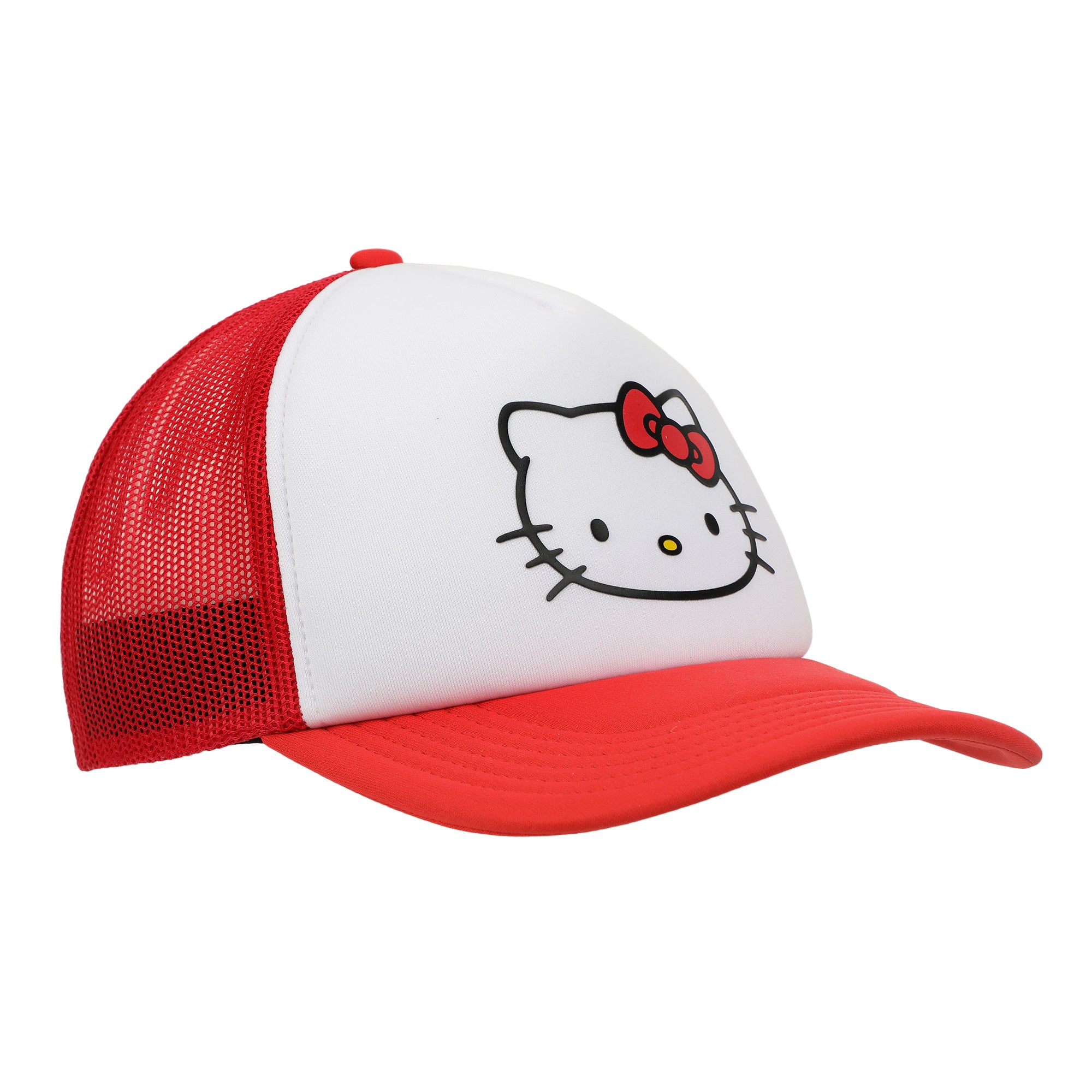 Hello Kitty Character Face Red & White Trucker Hat