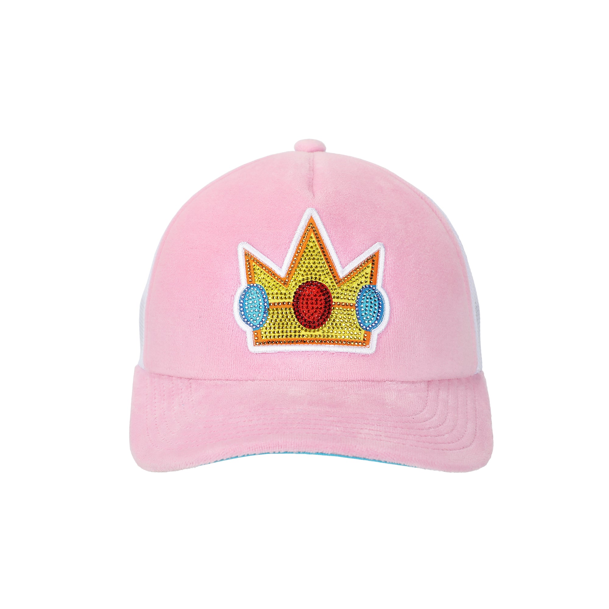 Super Mario Bros Princess Peach Rhinestone Crown Pink Trucker Hat-OSFA