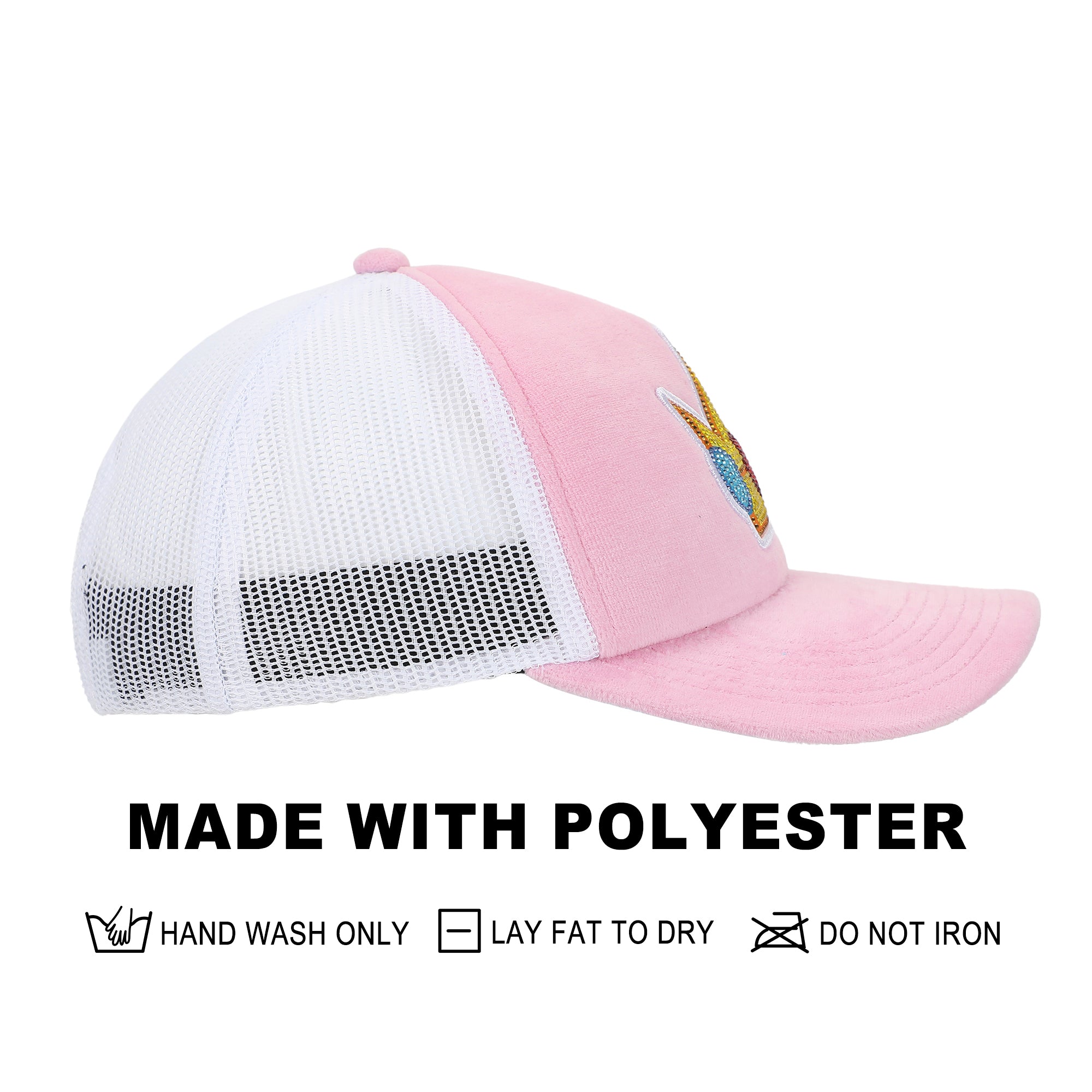 Super Mario Bros Princess Peach Rhinestone Crown Pink Trucker Hat-OSFA