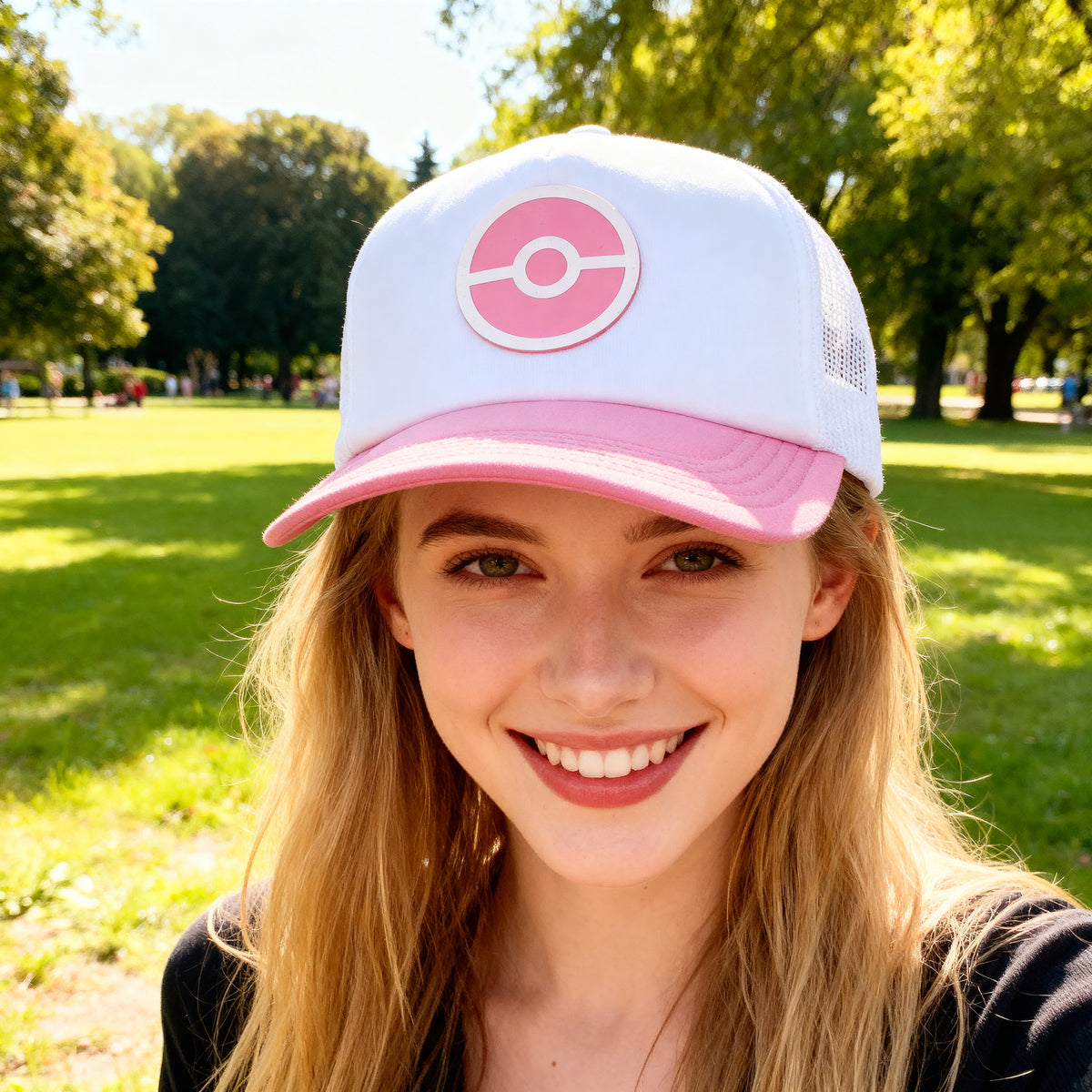 Pokemon Pink Pokeball Adult Trucker Hat