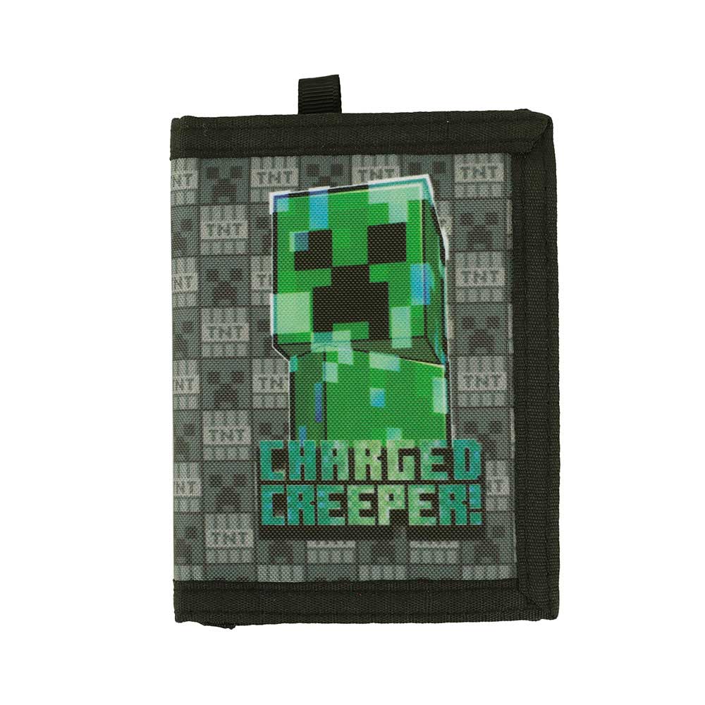 Minecraft Charged Creeper Youth 2-Pack Curved Bill Snapback Hat & Bi-Fold Wallet Combo Set