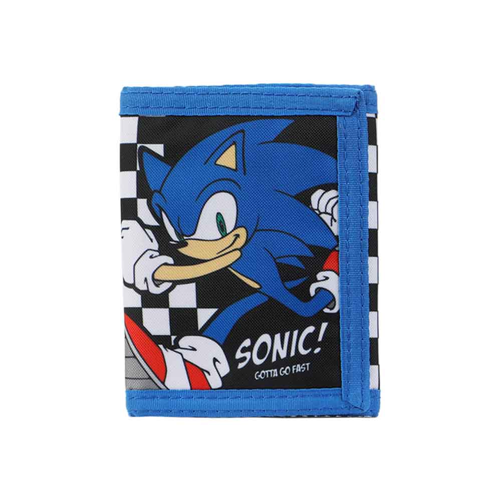 Sonic The Hedgehog Character & Checkered Patterns 2-Piece Curved Snapback Hat & Bi-Fold Wallet Set