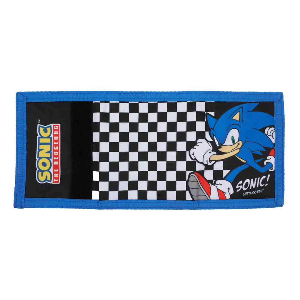 Sonic The Hedgehog Character & Checkered Patterns 2-Piece Curved Snapback Hat & Bi-Fold Wallet Set