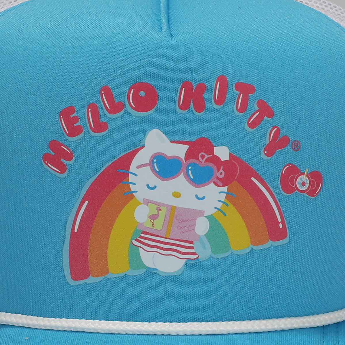 Hello Kitty Rainbow Pool Float Men's Light Blue Foam Trucker Hat
