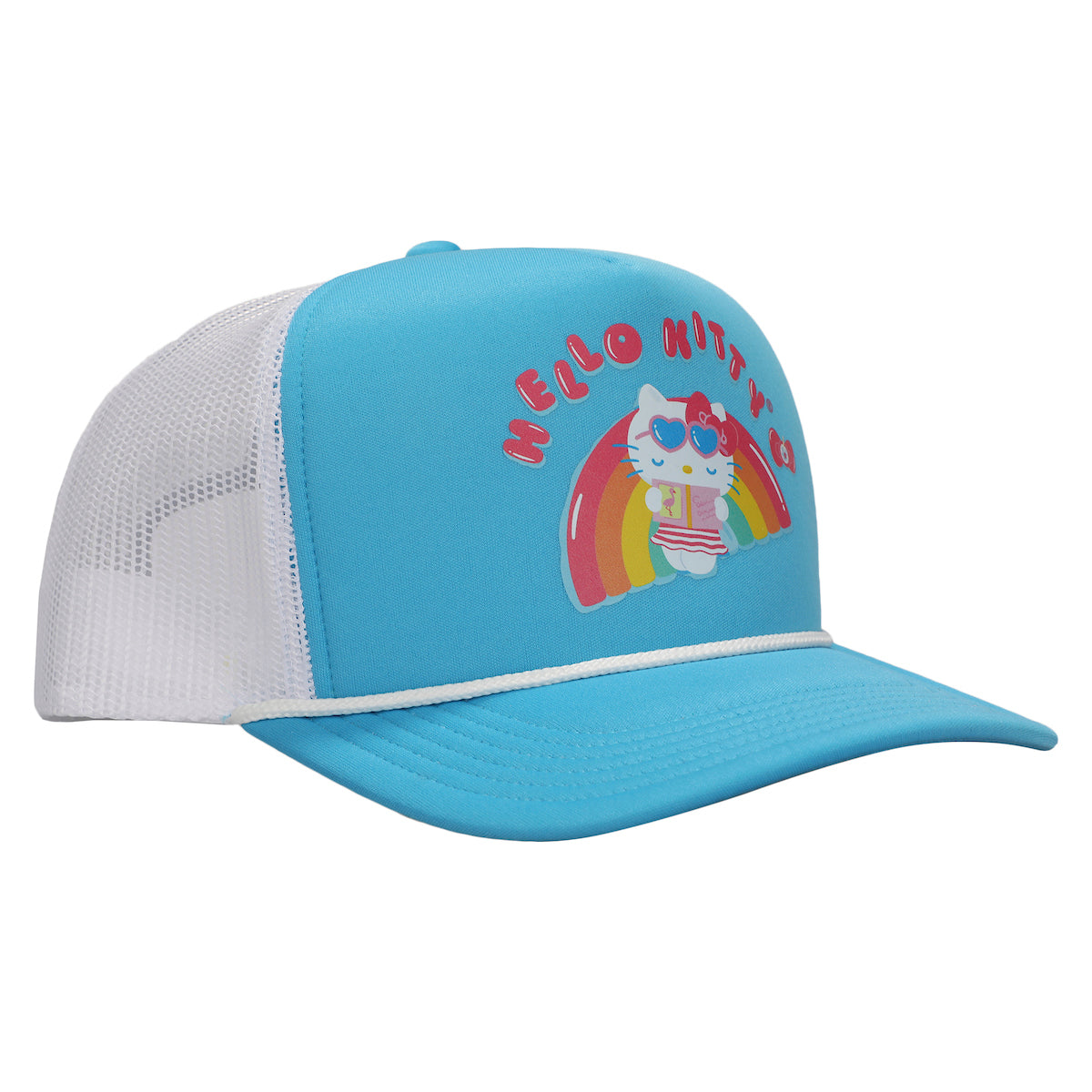 Hello Kitty Rainbow Pool Float Men's Light Blue Foam Trucker Hat