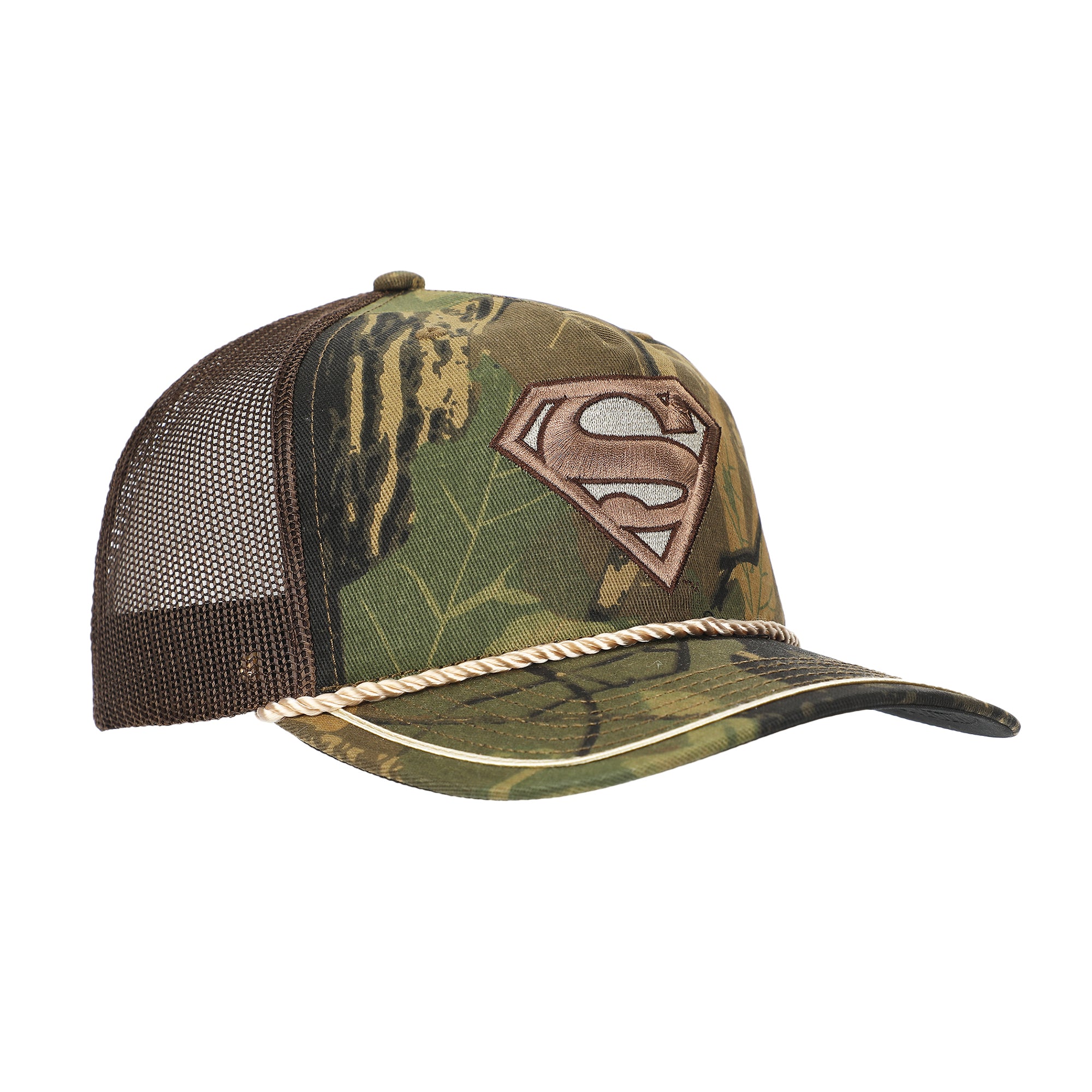 Superman Embroidered Logo Adult Camouflage Retro Trucker Hat