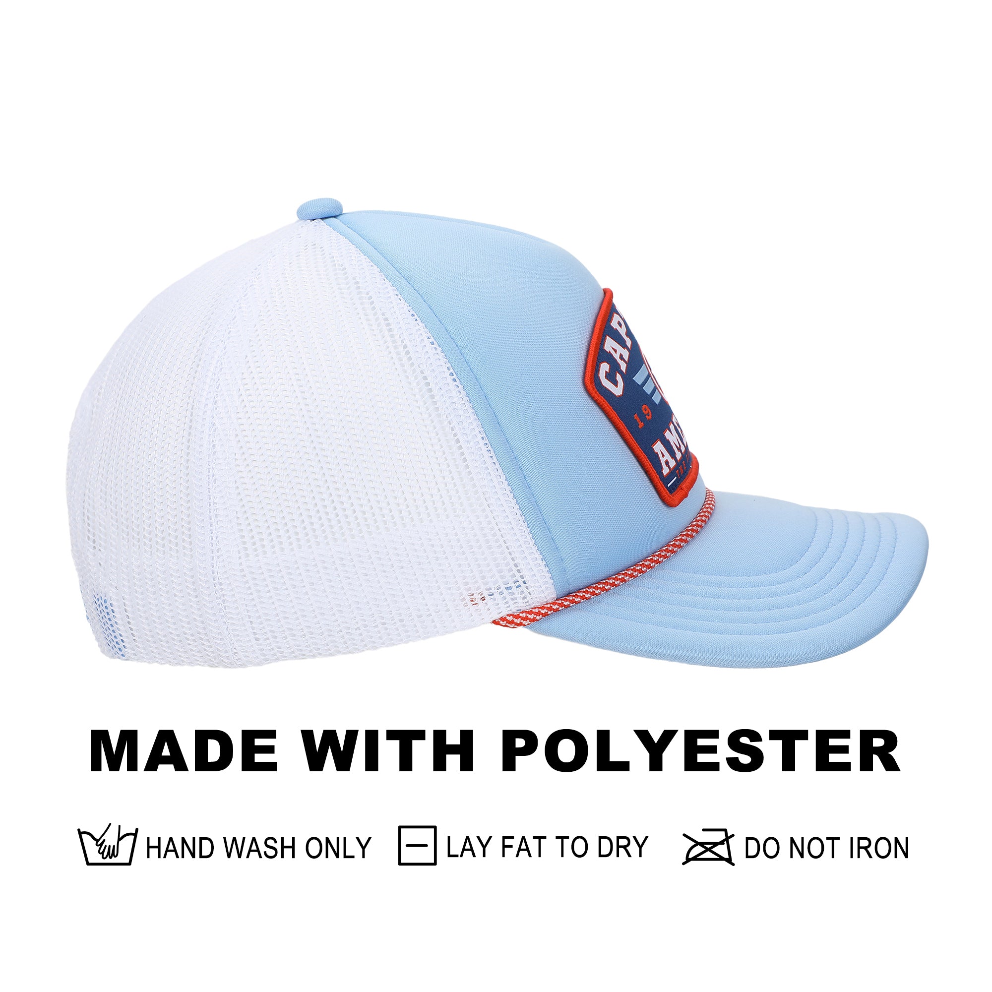 Marvel Universe Captain America Superhero Shield & Wings Adult Blue Trucker Hat