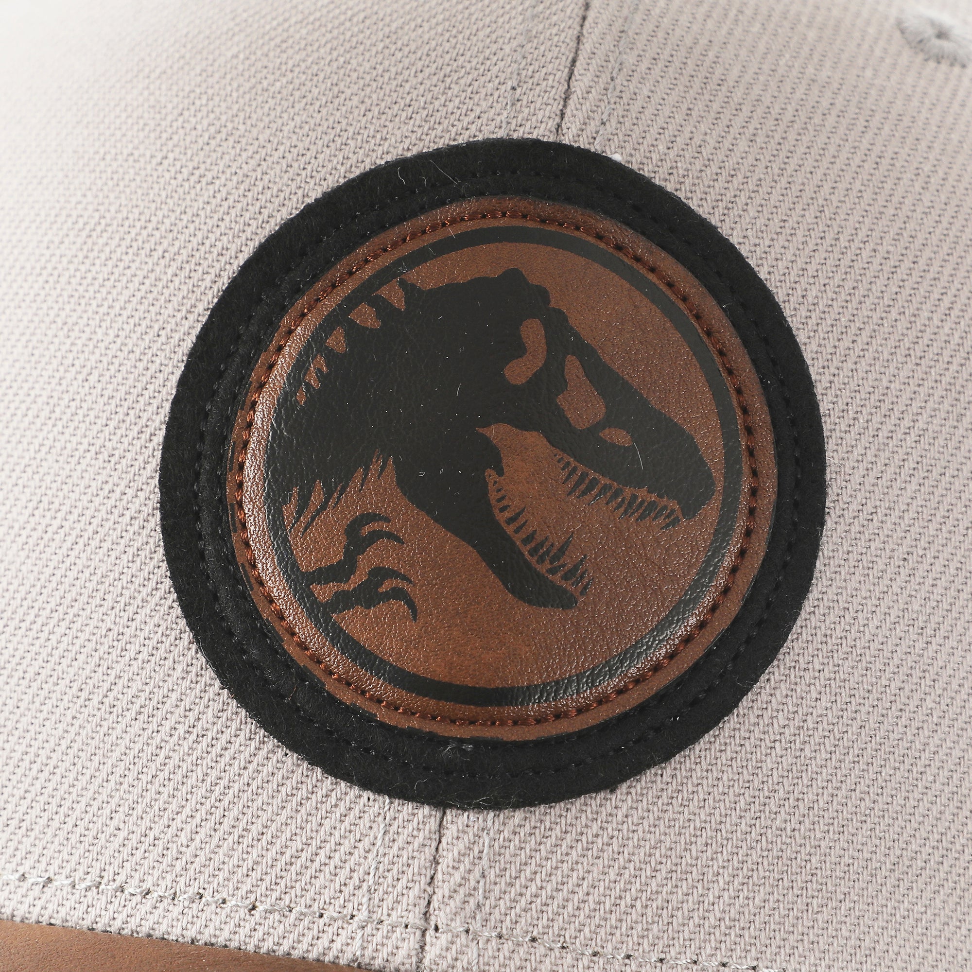 Jurassic Park Logo Woven Patch White Snapback Hat