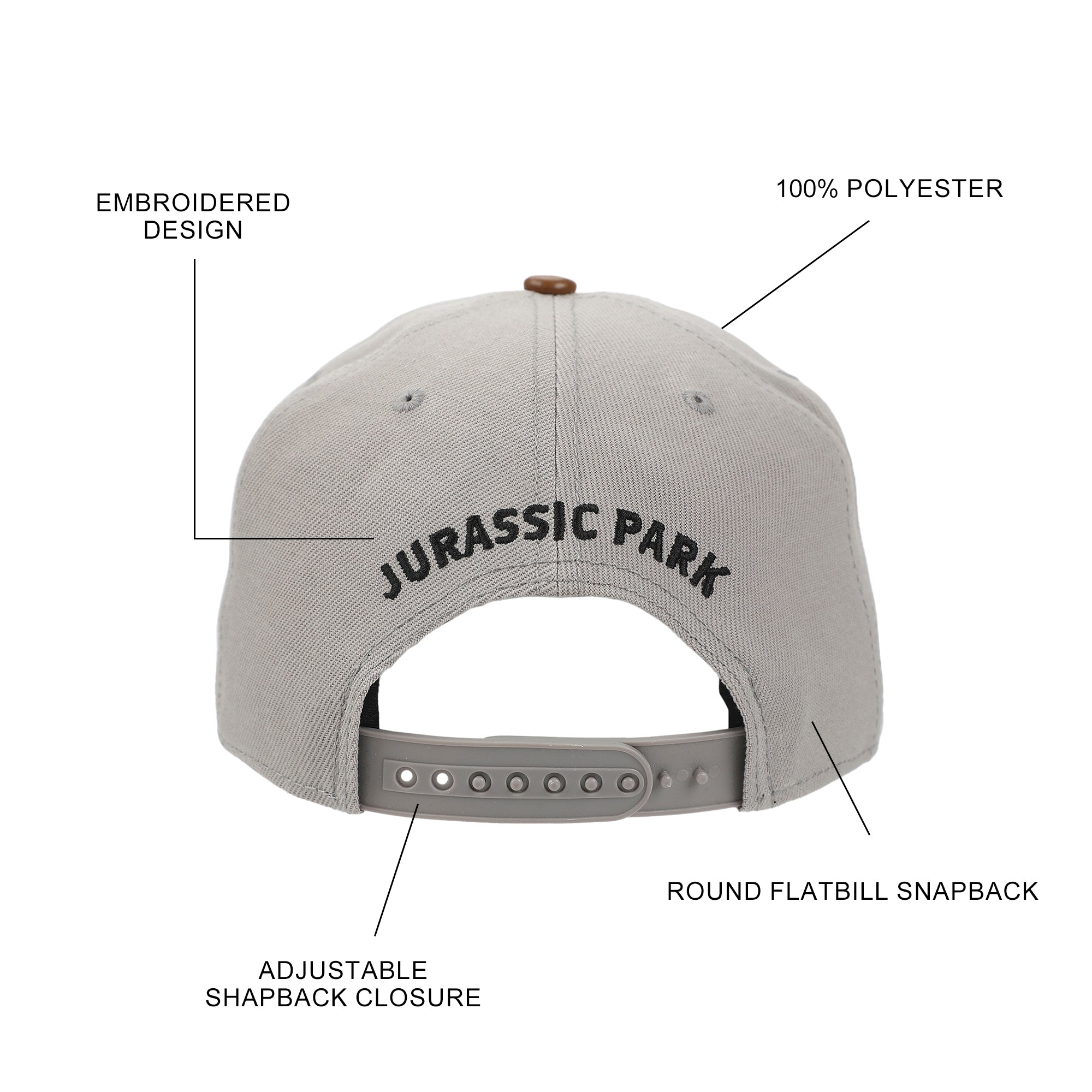 Jurassic Park Logo Woven Patch White Snapback Hat