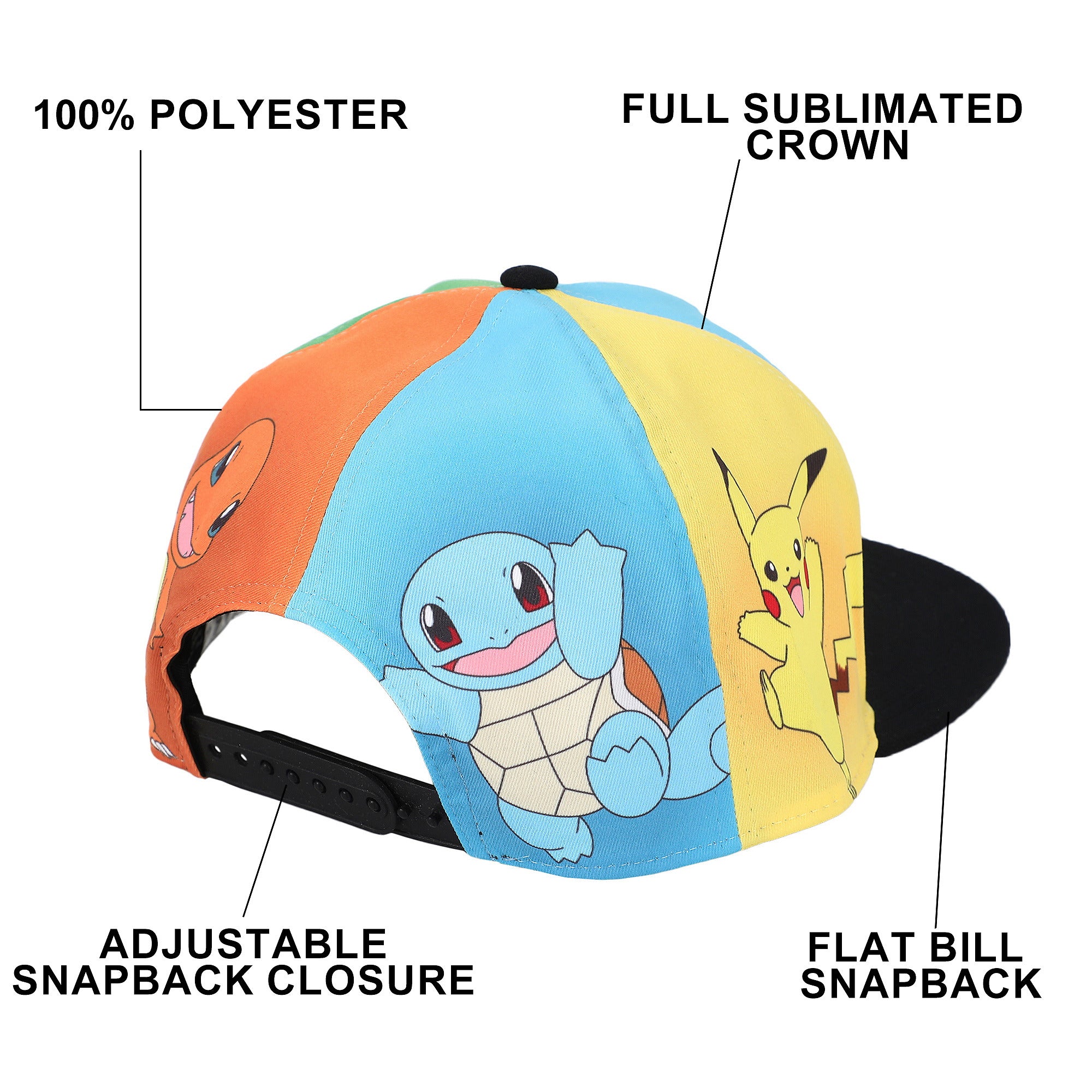 Pokemon Sublimation Print Structured Baseball Cap for Adults