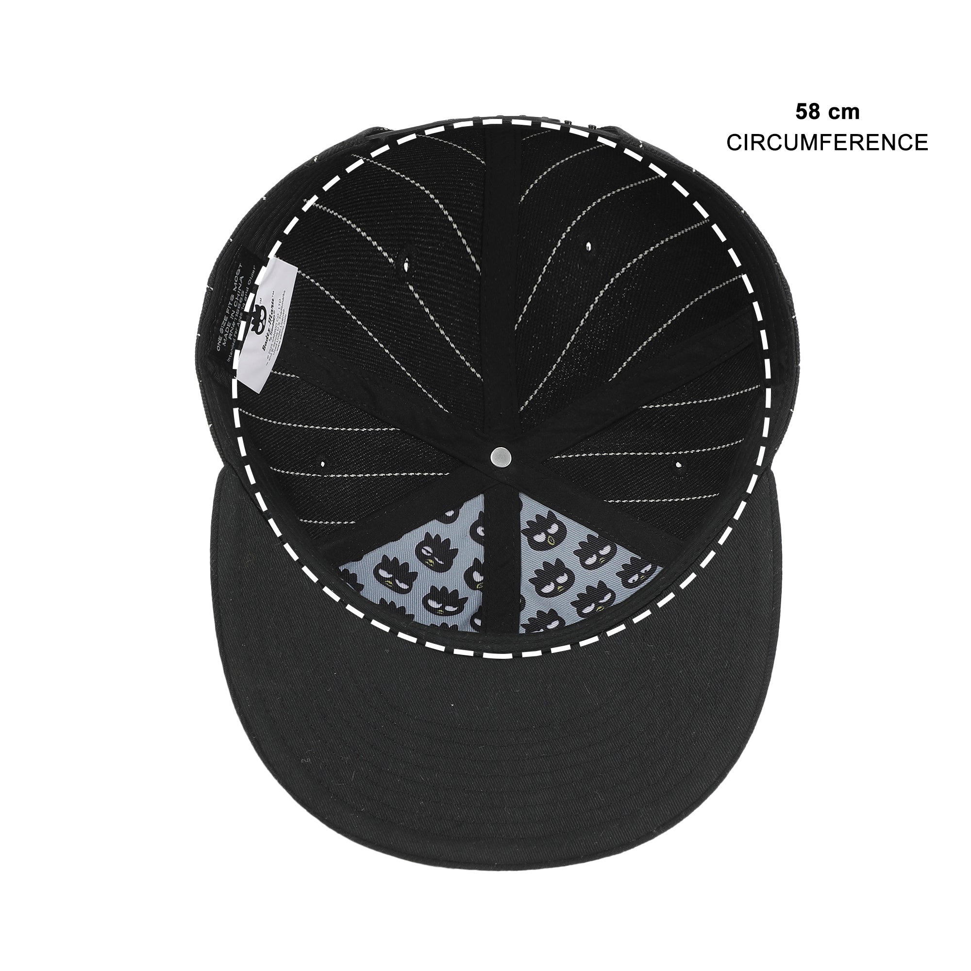 Badtz-Maru Embroidered Character Face Black Striped Poly Wool Baseball Hat