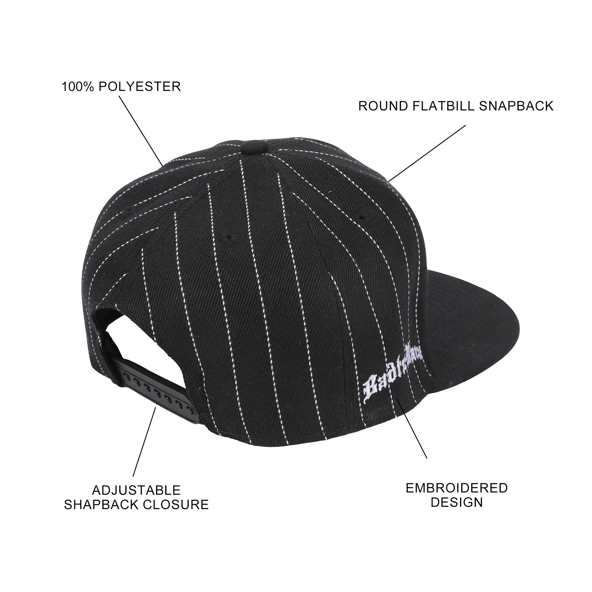 Badtz-Maru Embroidered Character Face Black Striped Poly Wool Baseball Hat