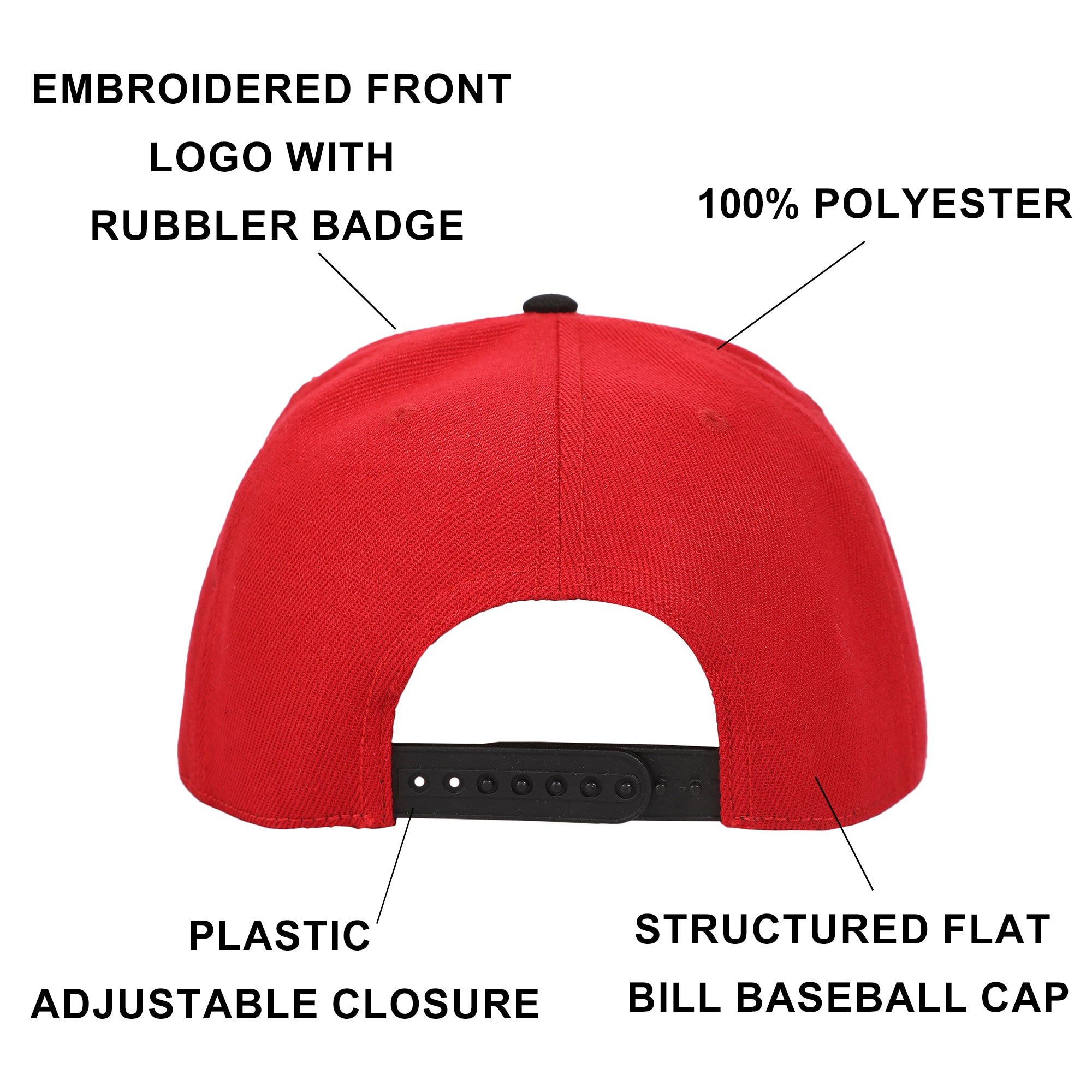 Ghostface Mask Rubber Badge Red Flat Bill Baseball Cap