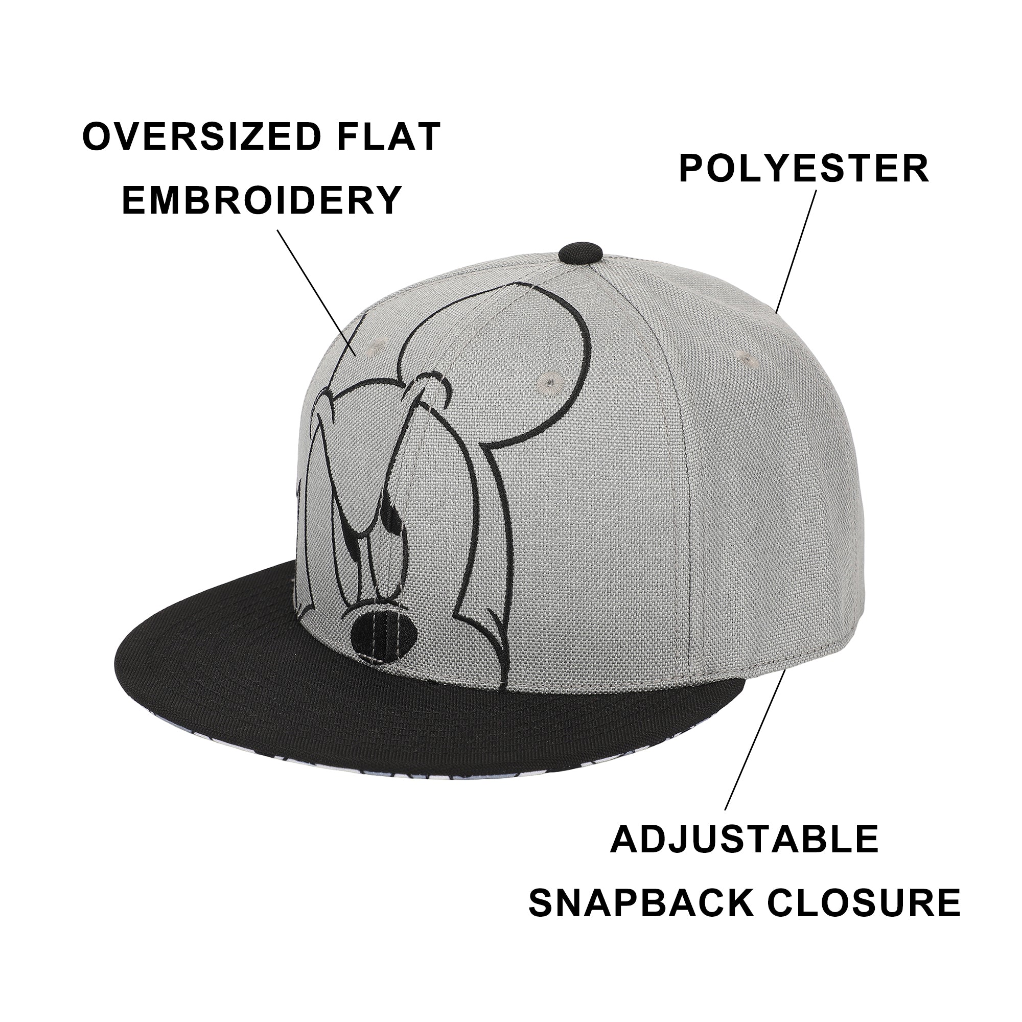Mickey Peekaboo Embroidery And Sublimation Heather Gray Cotton B15 Snapback