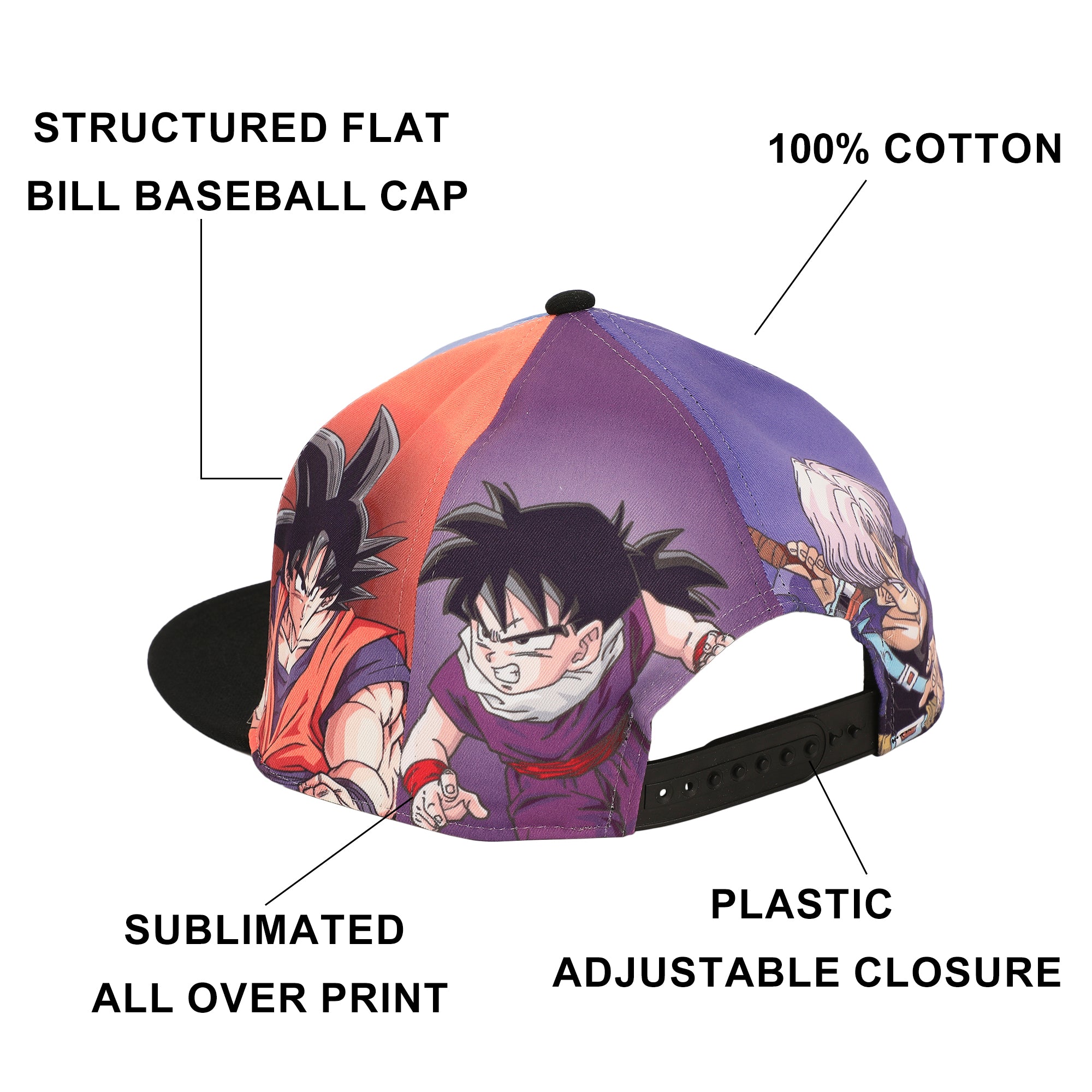 Dragon Ball Z Sublimated Panels Poly B15 Snapback