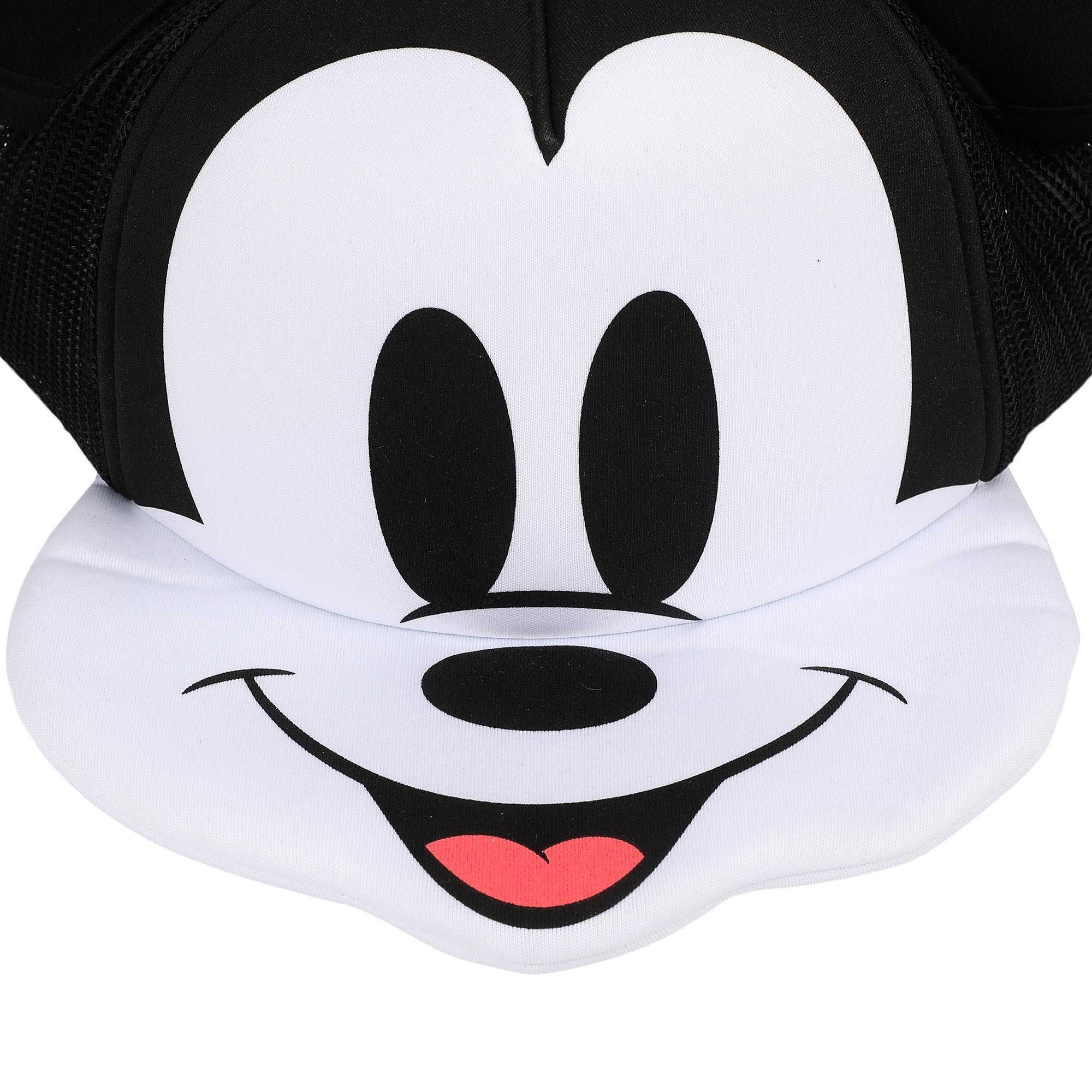 Mickey Mouse Die Cut Bill And Ear Applique Nylon And Mesh B5 Trucker Hat Snapback