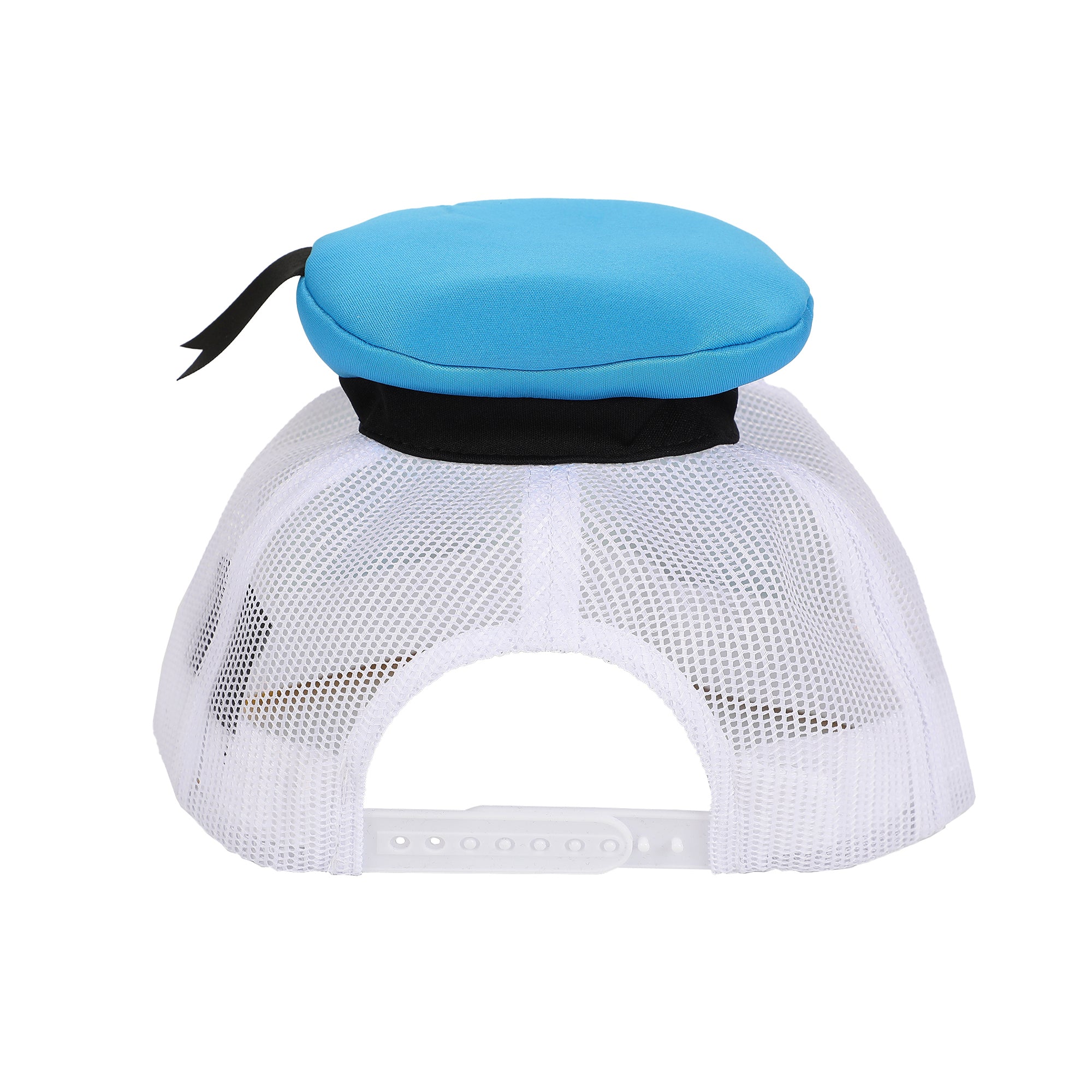 Disney Classic Characters Donald Duck Die Cut Bill And Hatt Applique Nylon And Mesh B5 Trucker Hat Snapback