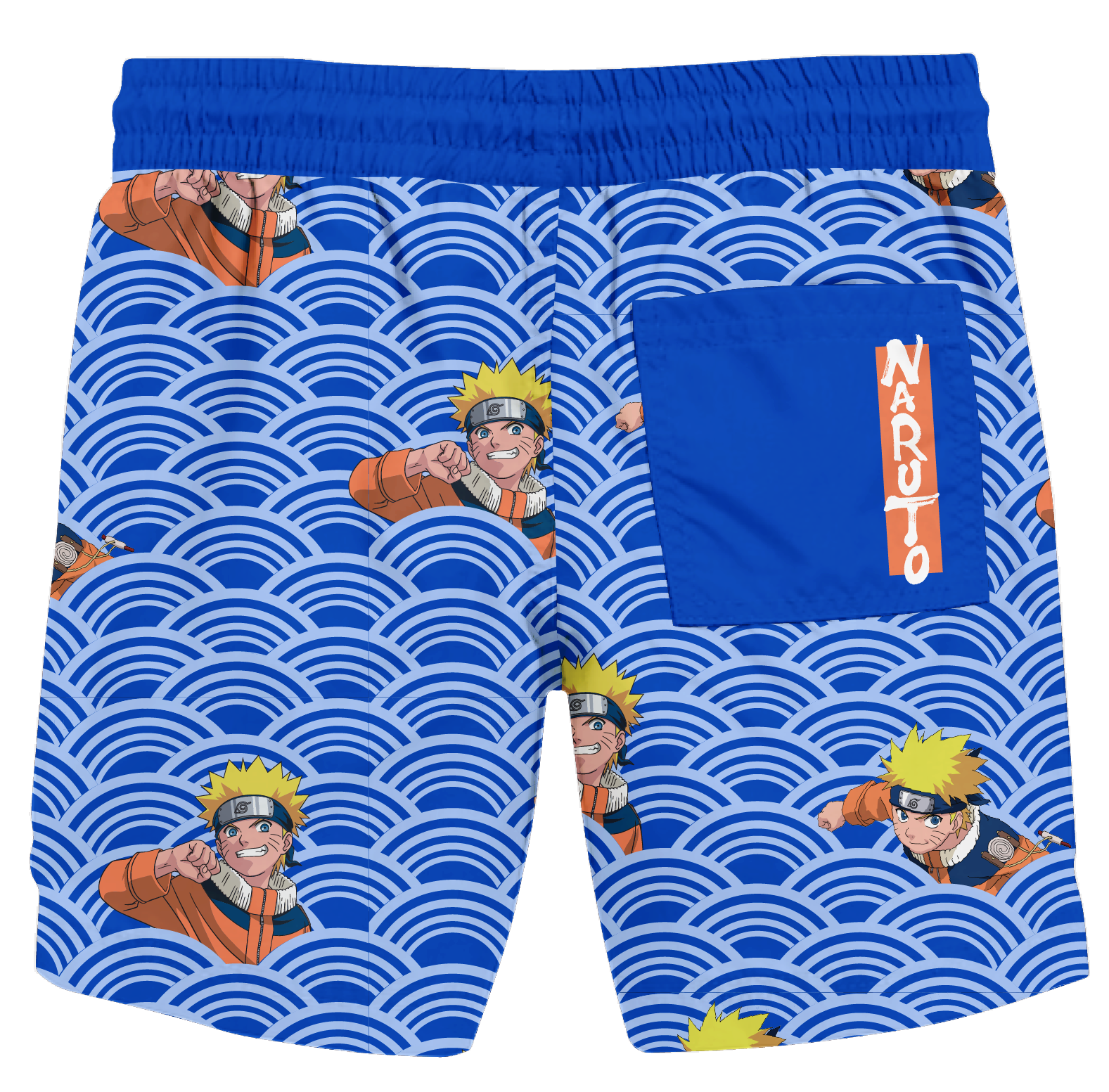 Naruto Character In Waves Boy's Blue Swim Trunks Shorts