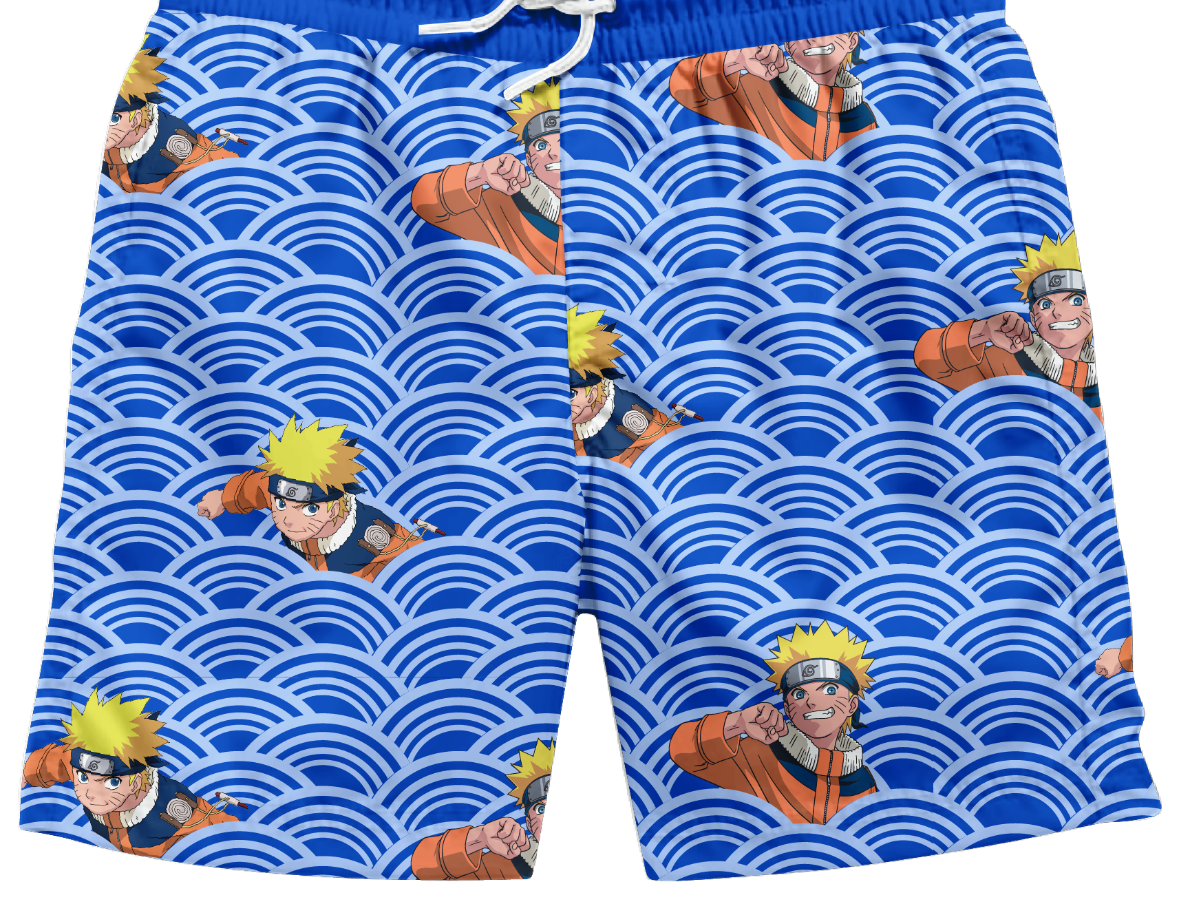 Naruto Character In Waves Boy's Blue Swim Trunks Shorts