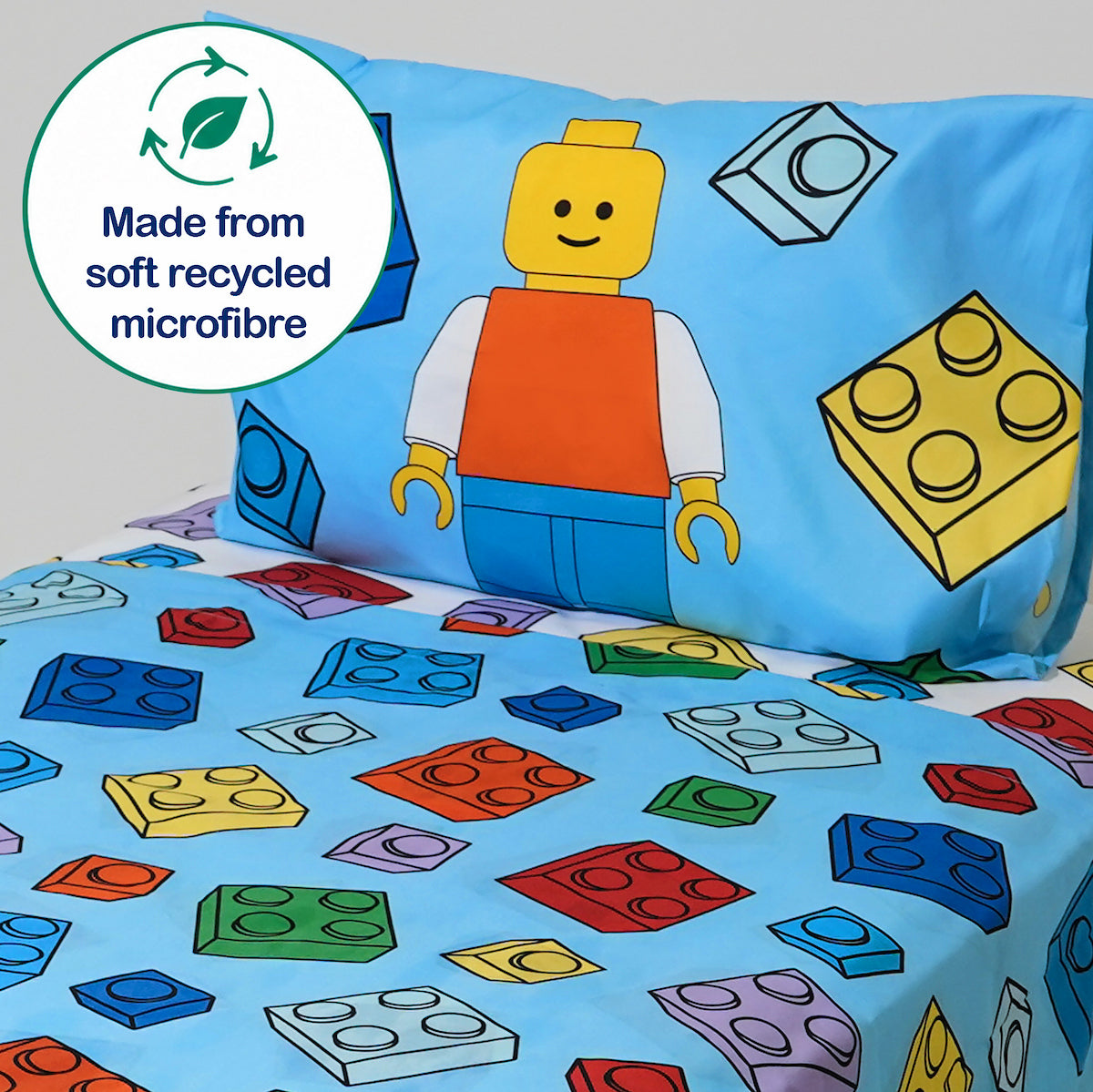 Lego Stax 3-Piece Single Sheet Set for Kids Bedroom Bedding