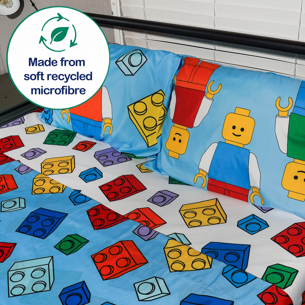 Lego Stax Kids Sheets 4pc Double Set with Rotary Print, Multicolor