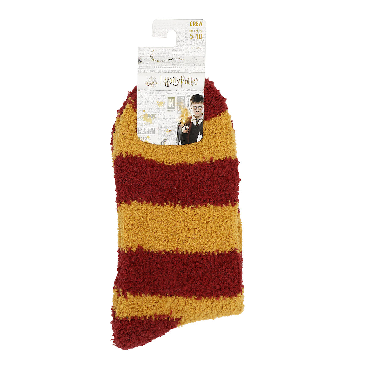 Harry Potter Gryffindor Lion Adult Red & Yellow Striped Chenille Crew Socks