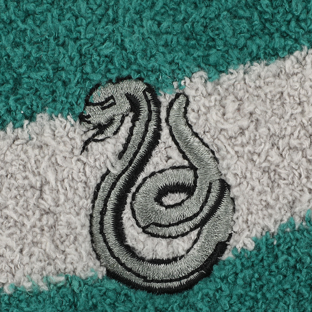 Harry Potter Slytherin Serpent Adult Green & Gray Striped Chenille Crew Socks