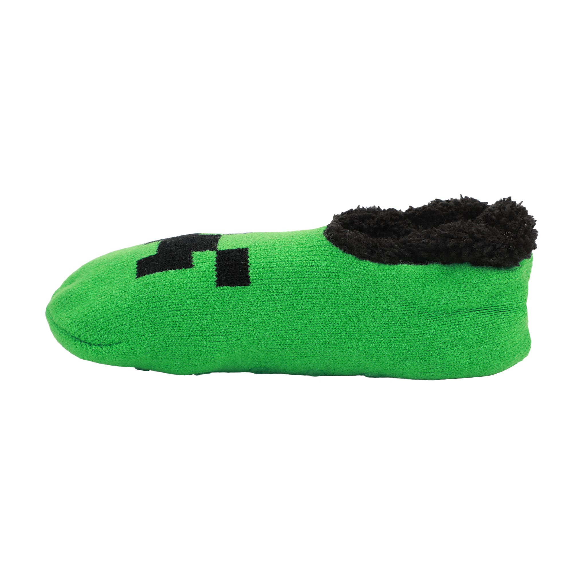 Minecraft Creeper Face Women's Green Slipper Socks
