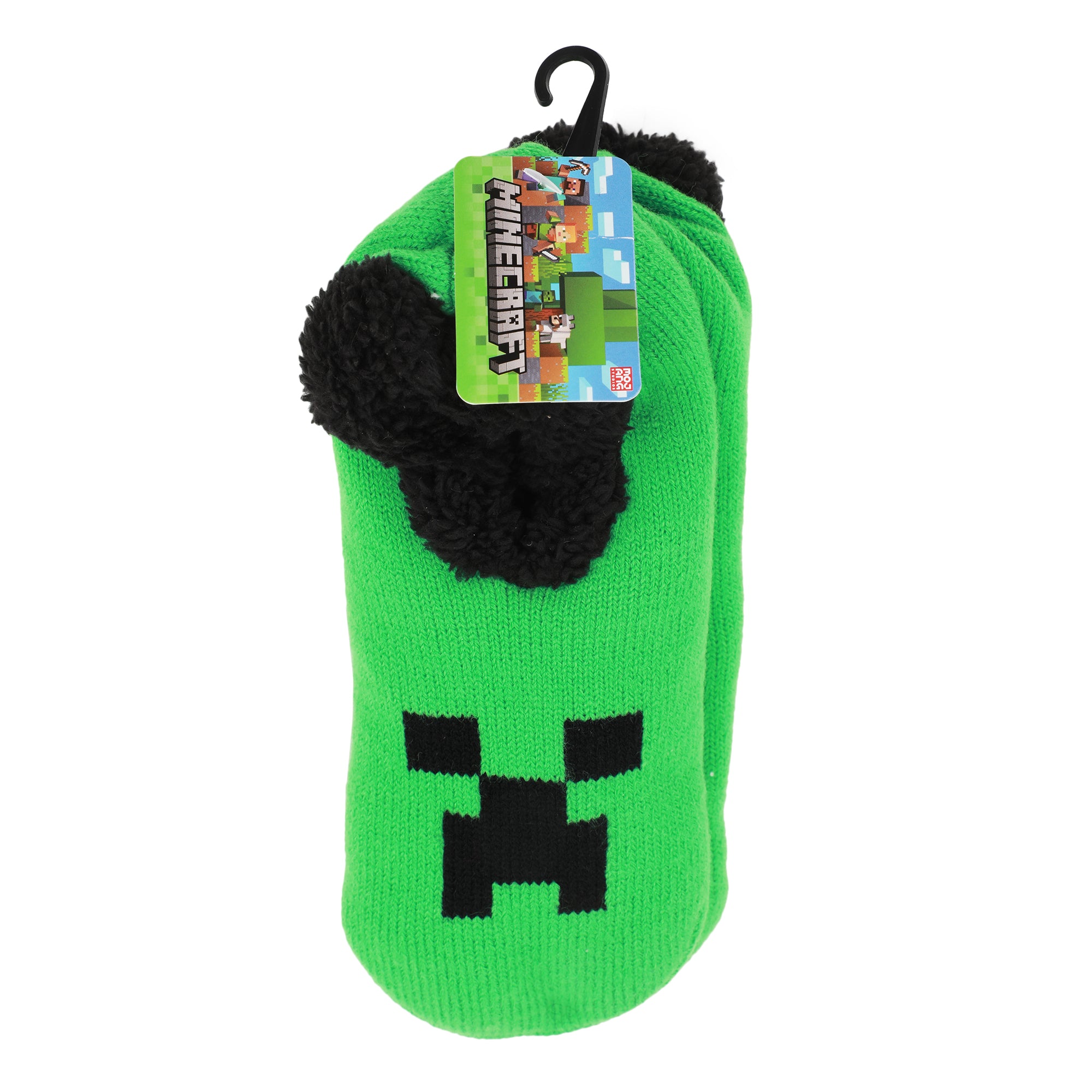 Minecraft Creeper Face Women's Green Slipper Socks