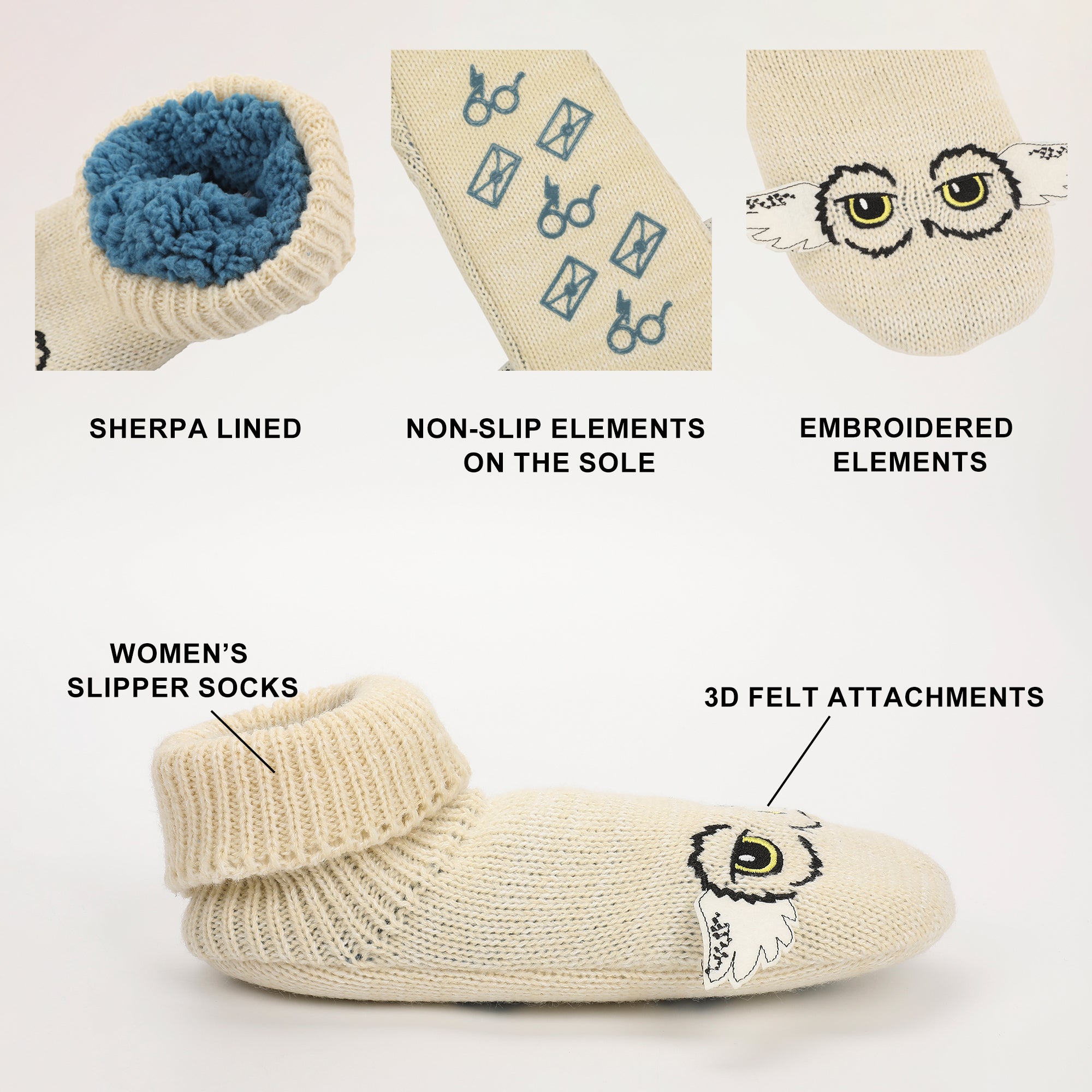 Harry Potter Hedwig Big Face Wings Women's Slipper Socks