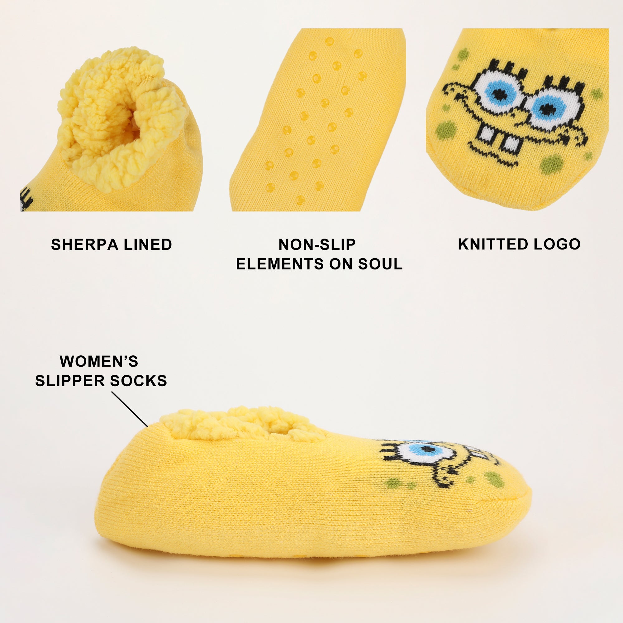 Spongebob Squarepants Cheerful Face Women's Slipper Socks