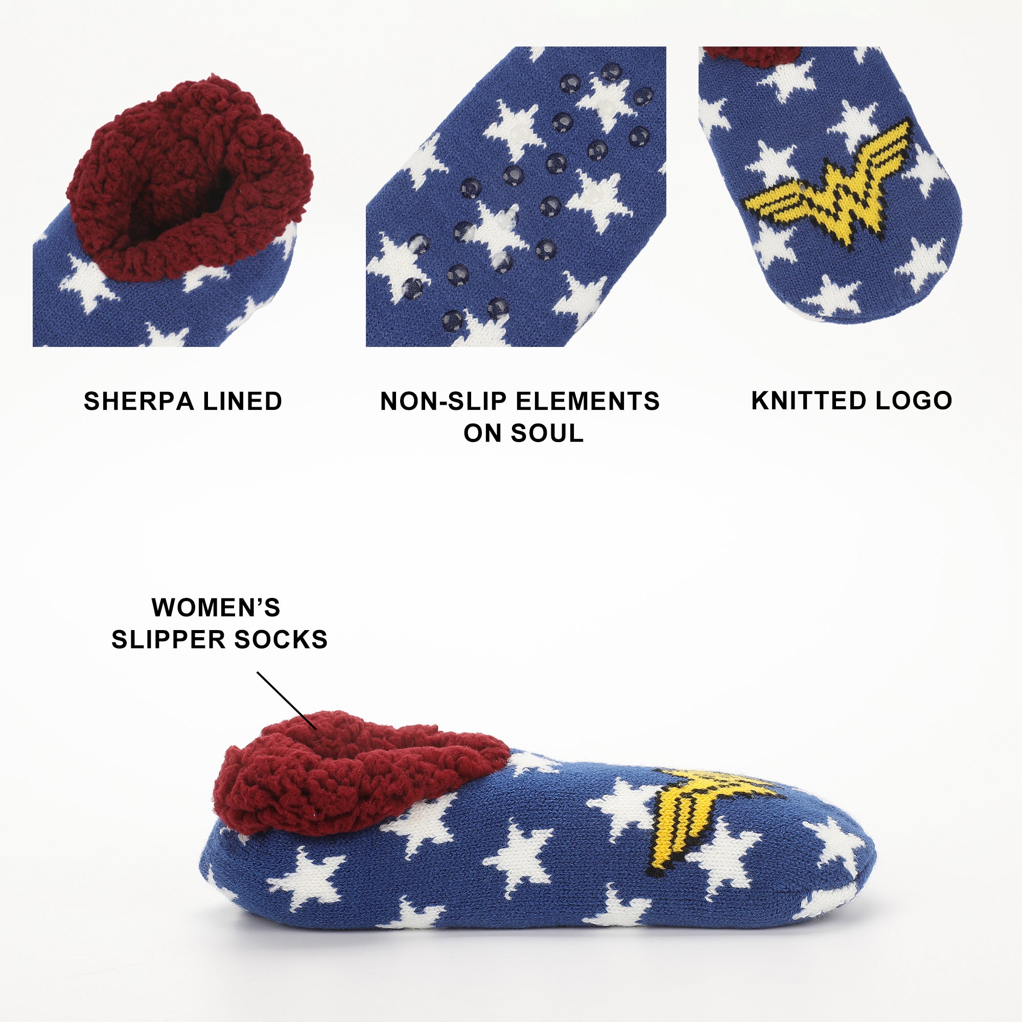 Wonder Woman Themed Star Pattern Women's Slipper Socks